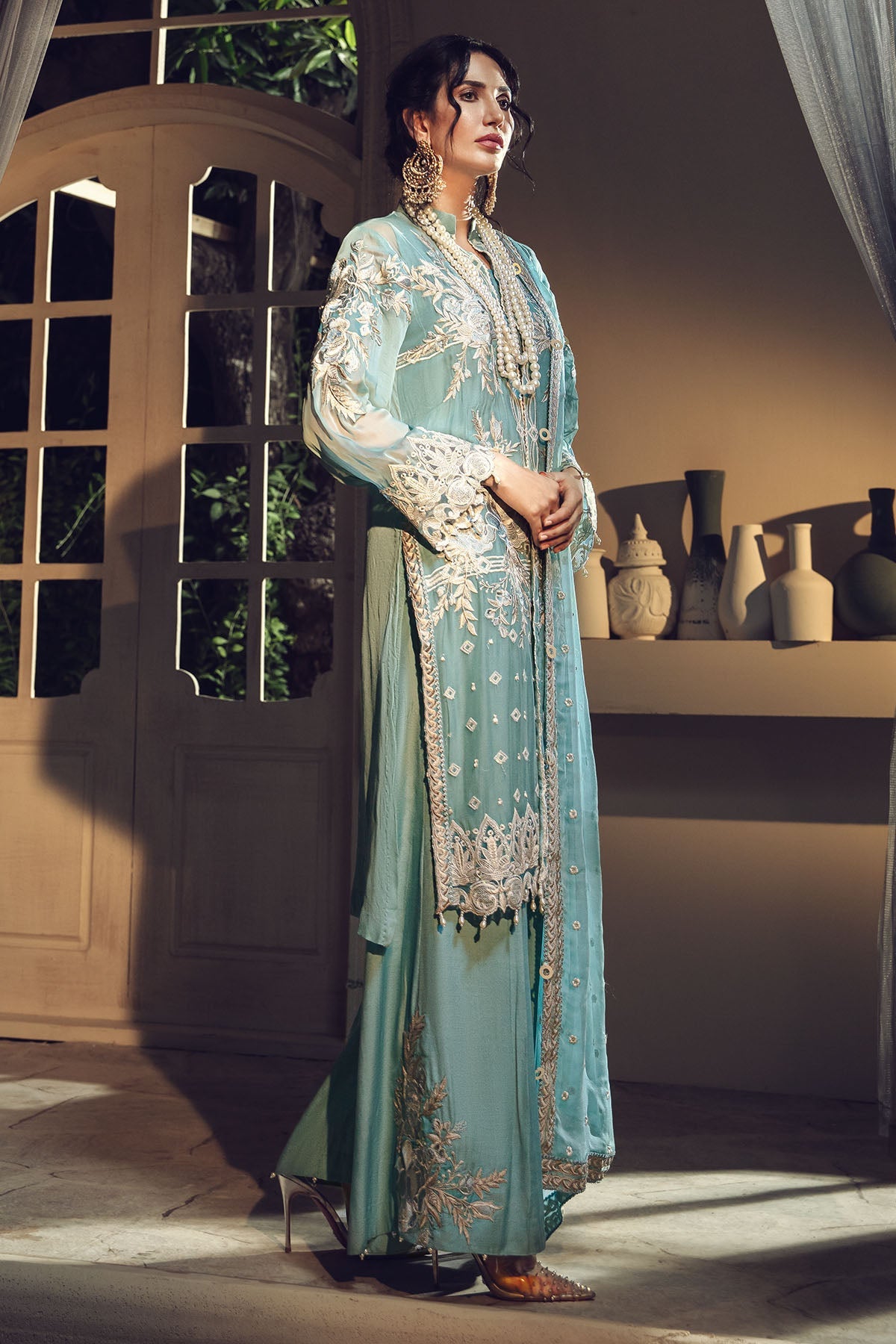 2639-SPRING-RAIN EMBROIDERED BEMBERG CHIFFON UNSTITCHED
