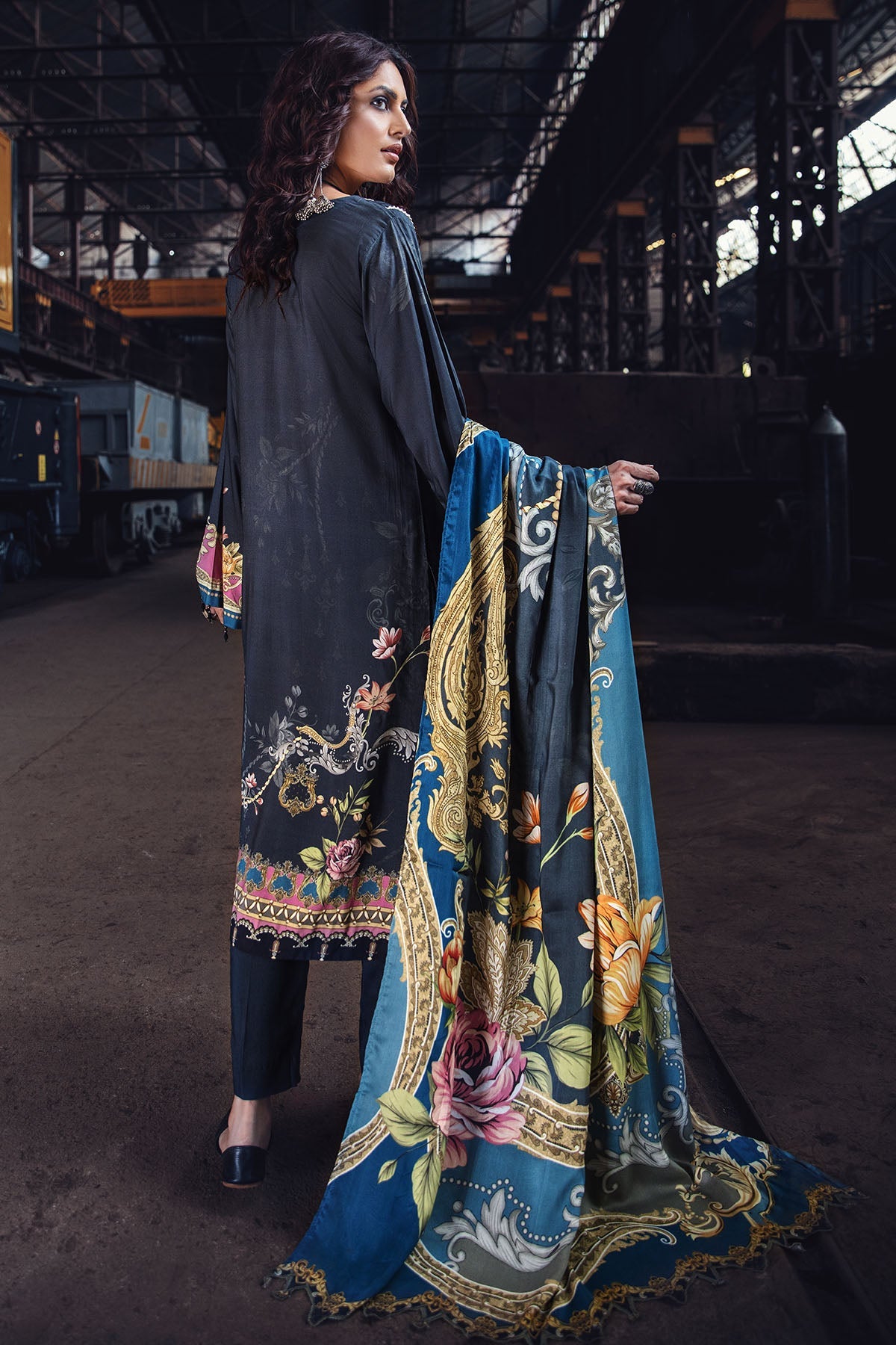 2570-CHARCOAL DIGITAL PRINTED LINEN UNSTITCHED