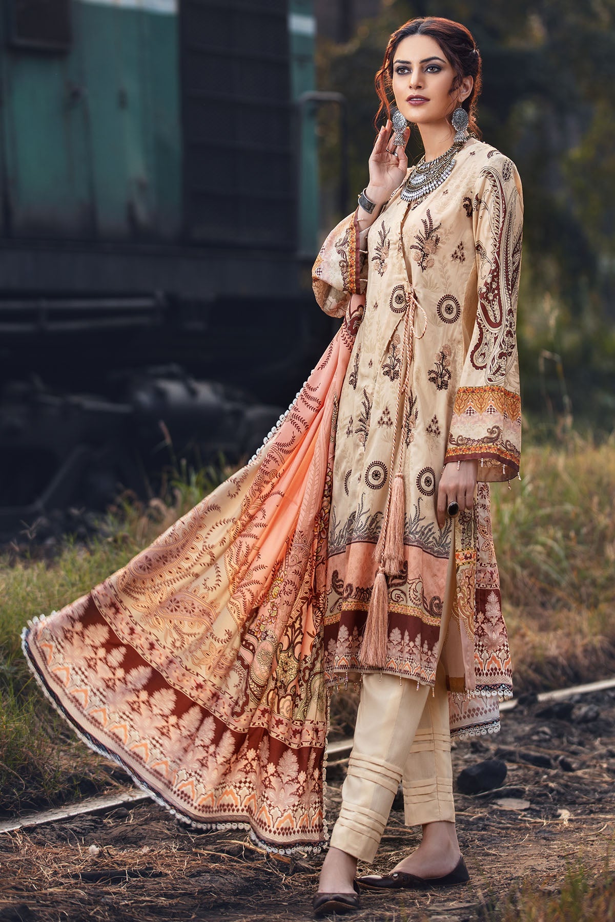 2626-NATURAL-BEIGE DIGITAL PRINTED LINEN UNSTITCHED