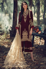 2708-BURGOGNE EMBROIDERED LINEN UNSTITCHED