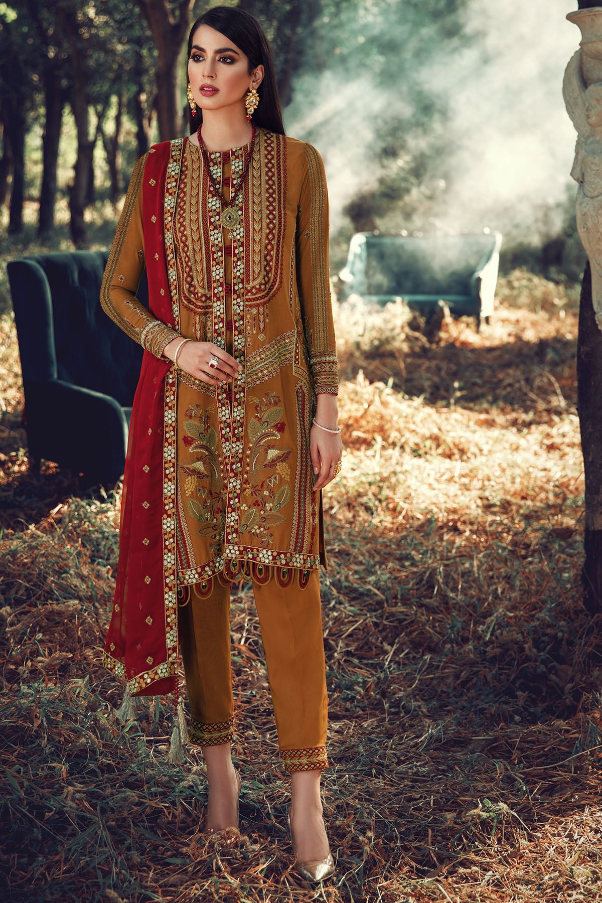 2698-MARI-GOLD EMBROIDERED LINEN UNSTITCHED