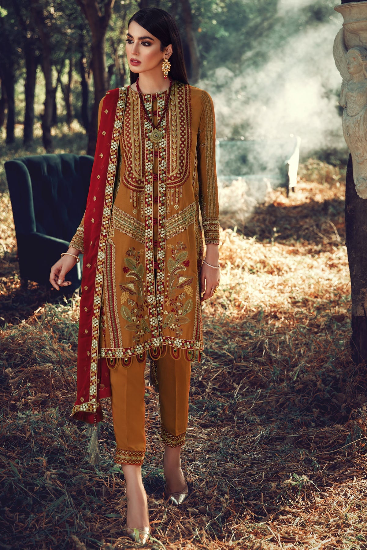 2698-MARI-GOLD EMBROIDERED LINEN UNSTITCHED