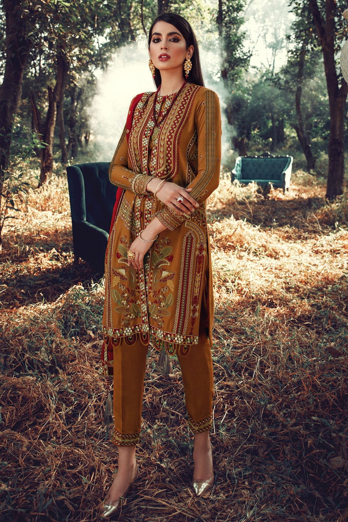 2698-MARI-GOLD EMBROIDERED LINEN UNSTITCHED
