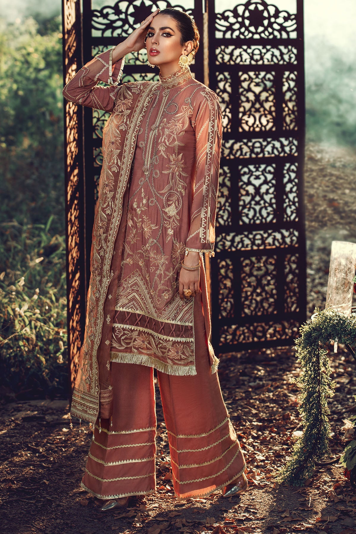 2707-ORCHID-PINK EMBROIDERED LINEN UNSTITCHED