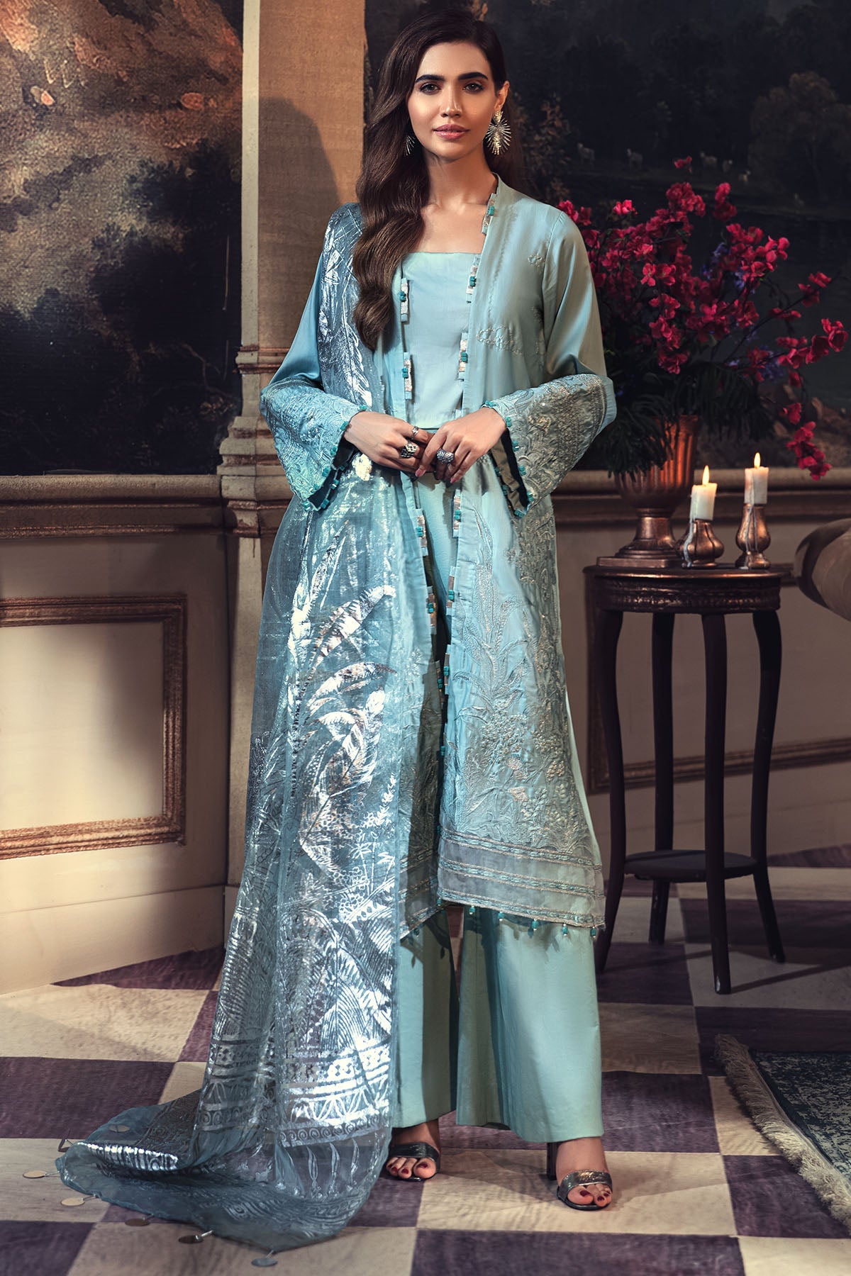 2676-ARCTIC EMBROIDERED COTTON SATIN UNSTITCHED