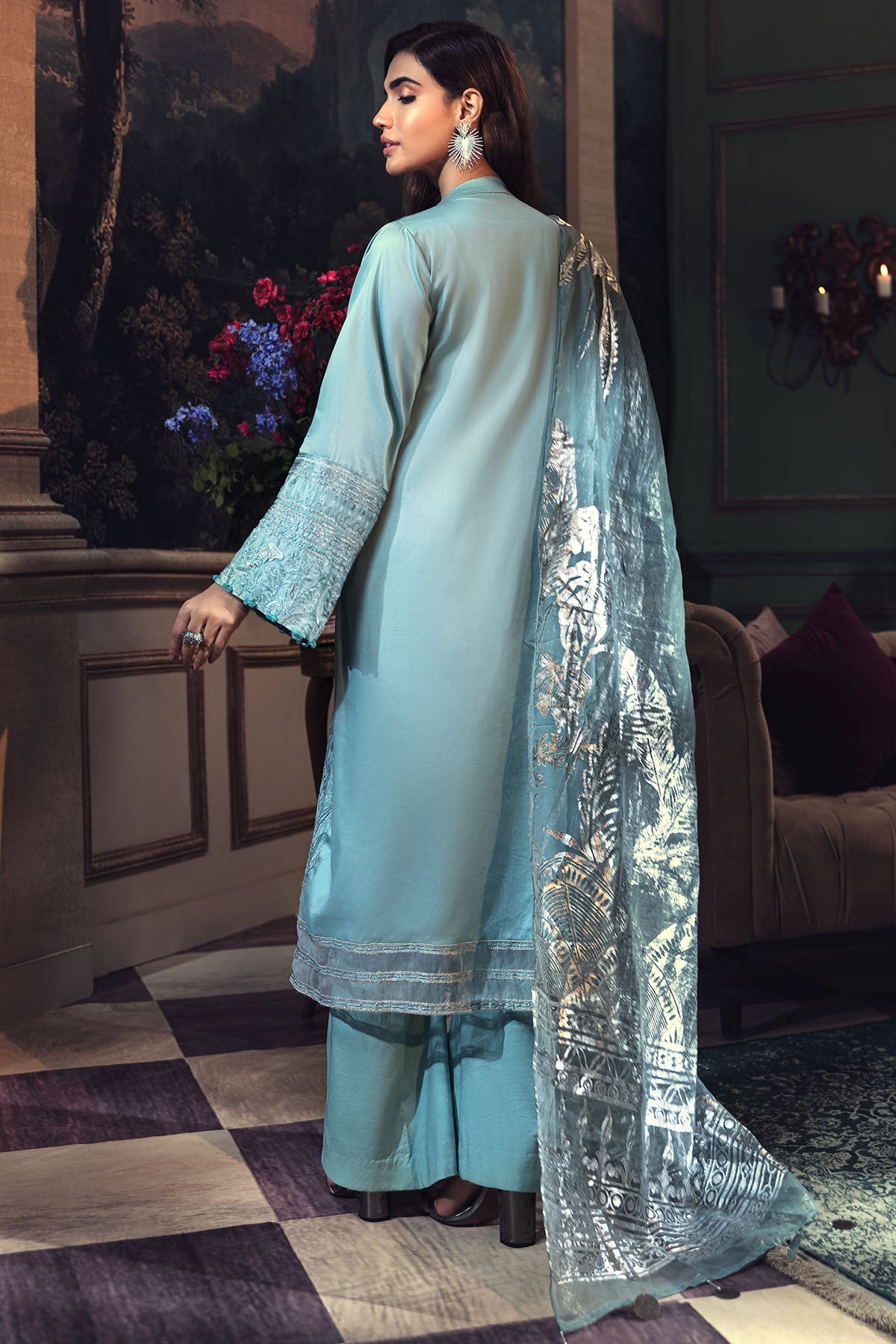2676-ARCTIC EMBROIDERED COTTON SATIN UNSTITCHED