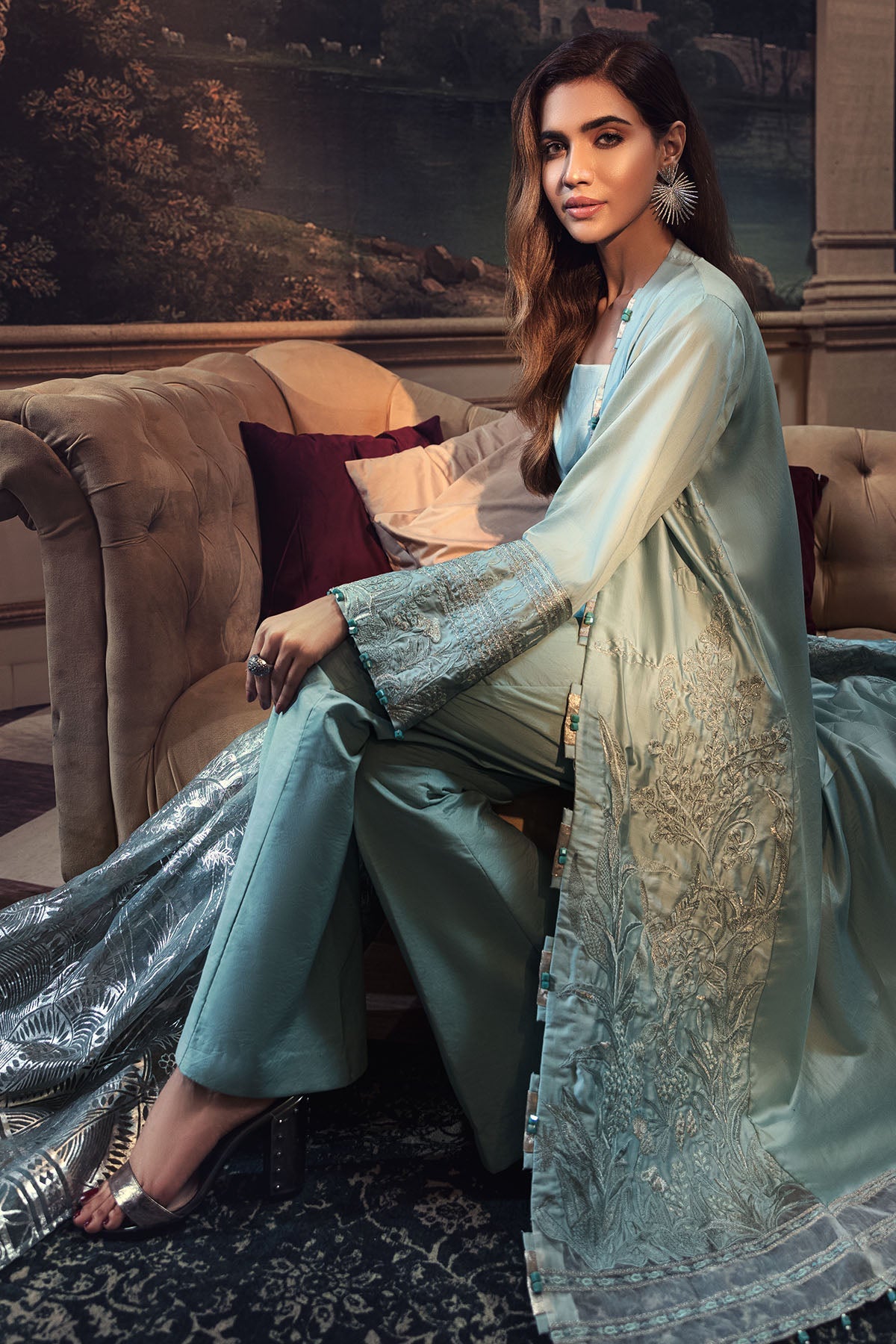 2676-ARCTIC EMBROIDERED COTTON SATIN UNSTITCHED