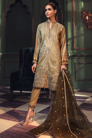 2671-HAZELNUT EMBROIDERED COTTON SATIN UNSTITCHED