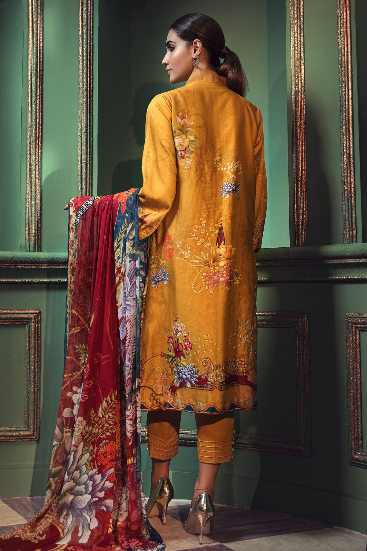2675-TUSCAN-SUN EMBROIDERED COTTON SATIN UNSTITCHED
