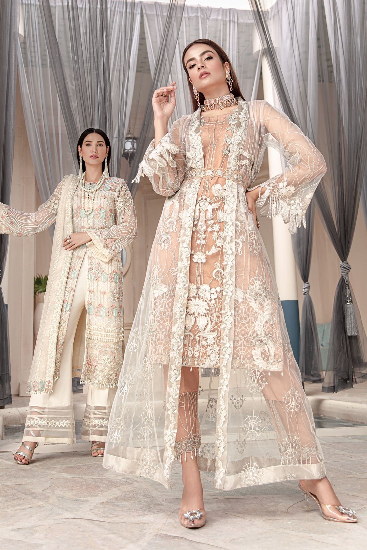 2578-AKAROA EMBROIDERED SILK NET UNSTITCHED