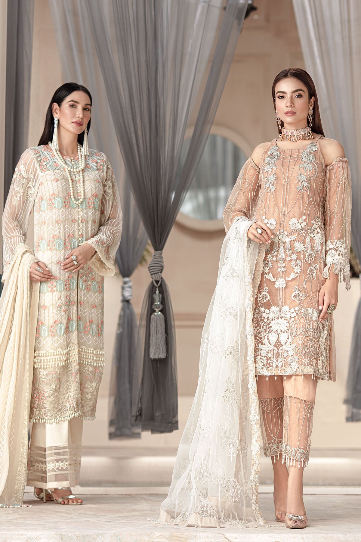 2578-AKAROA EMBROIDERED SILK NET UNSTITCHED