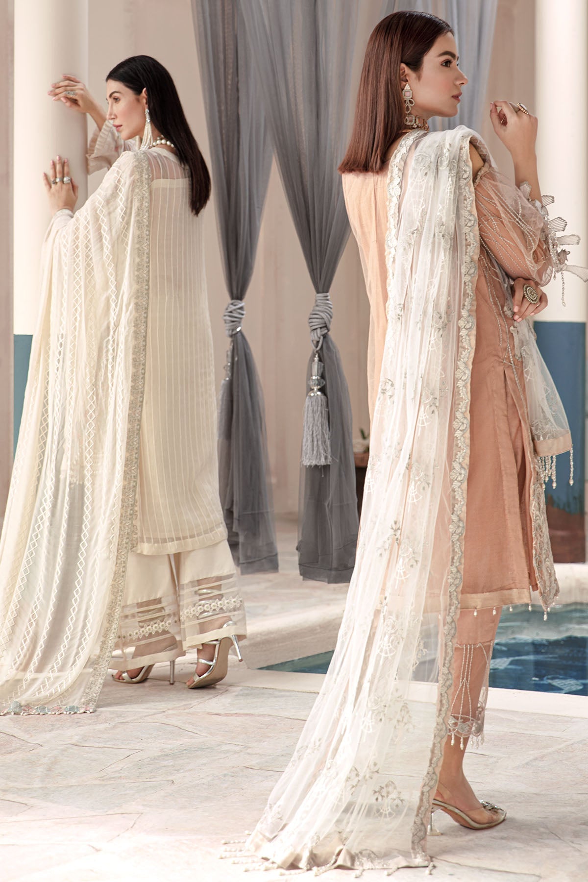 2578-AKAROA EMBROIDERED SILK NET UNSTITCHED