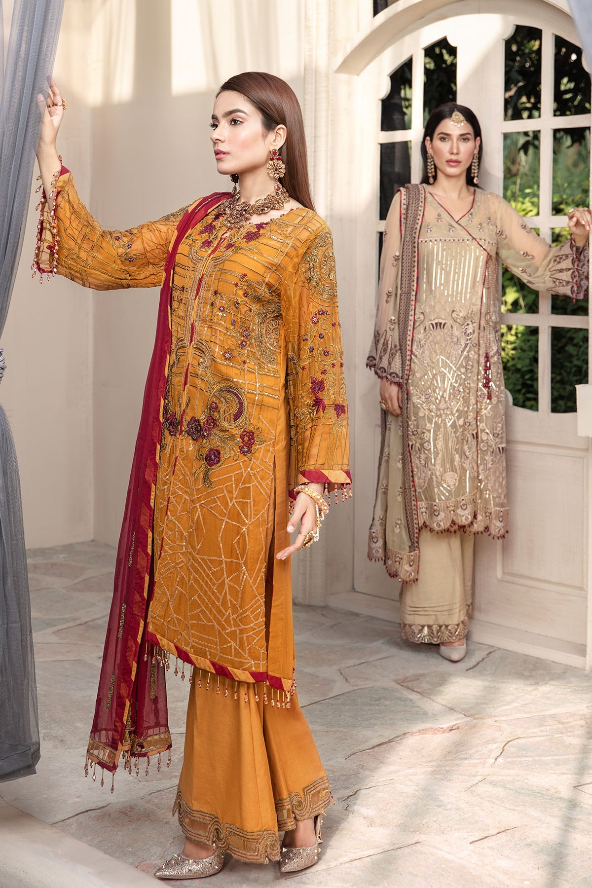 2579-TULIP-TREE EMBROIDERED BEMBERG CHIFFON UNSTITCHED