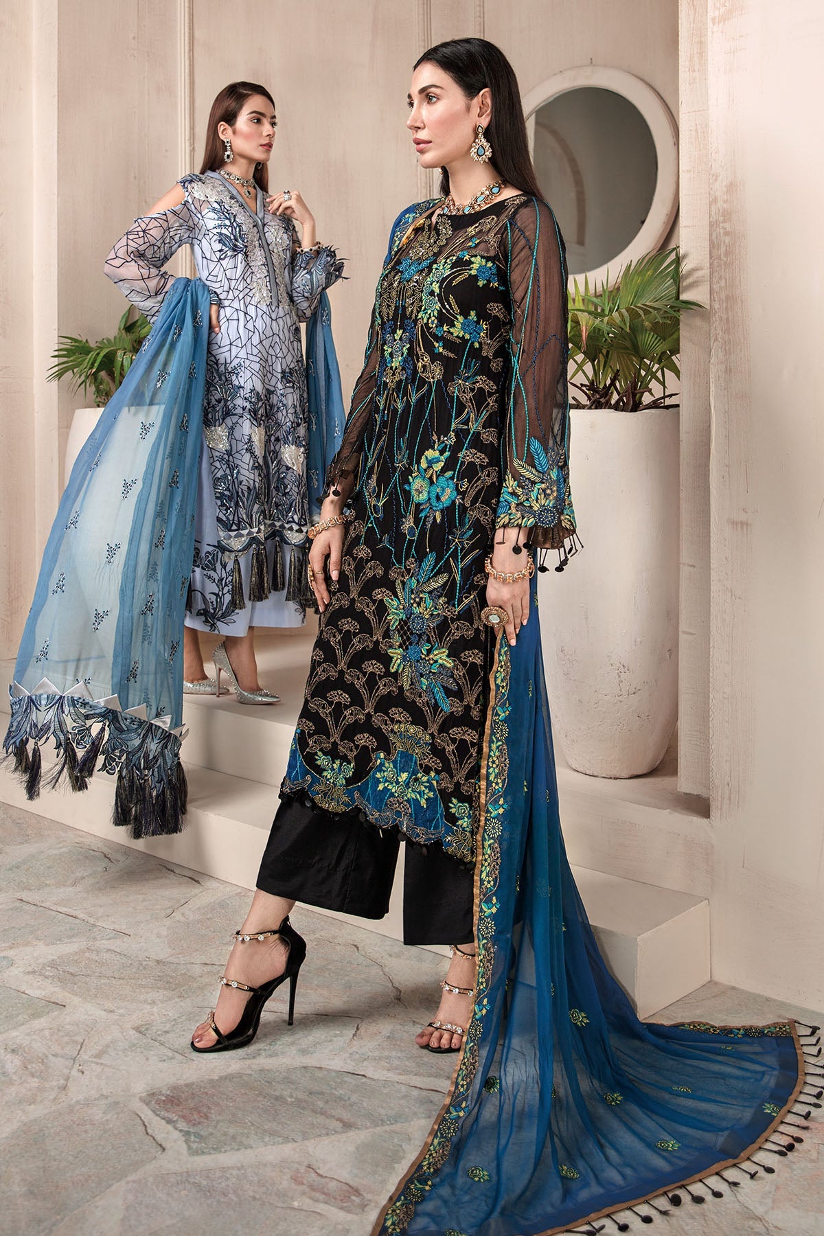 2581-MAIRE EMBROIDERED BEMBERG CHIFFON UNSTITCHED