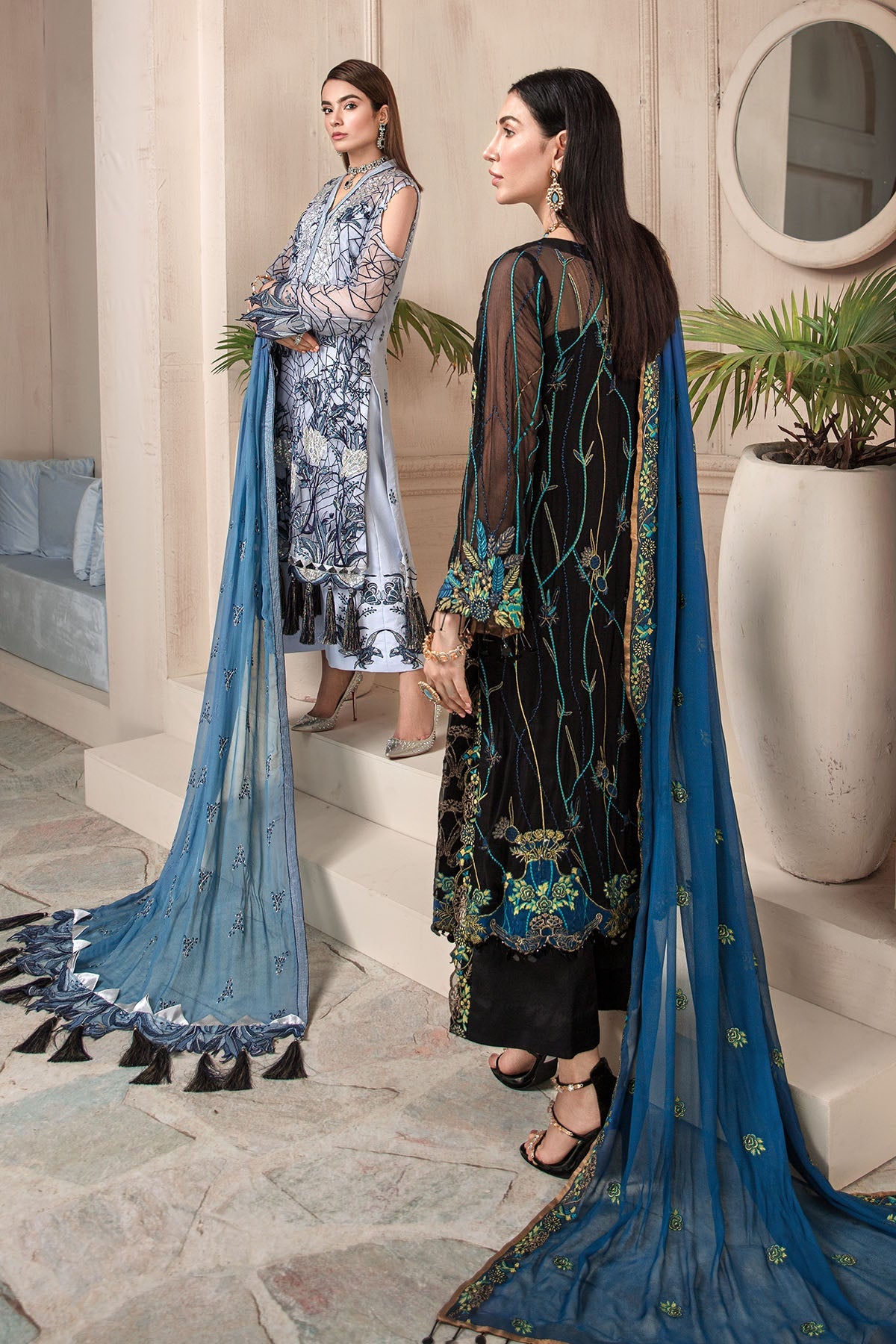 2581-MAIRE EMBROIDERED BEMBERG CHIFFON UNSTITCHED