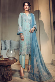 2640-BLUE-ROMANCE EMBROIDERED BEMBERG CHIFFON UNSTITCHED
