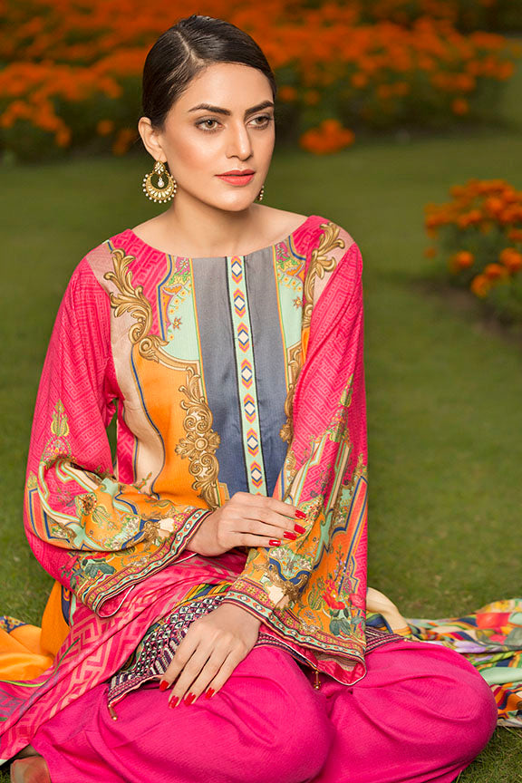 2432-POPPING-PINK DIGITAL PRINTED COTAIL STITCHED