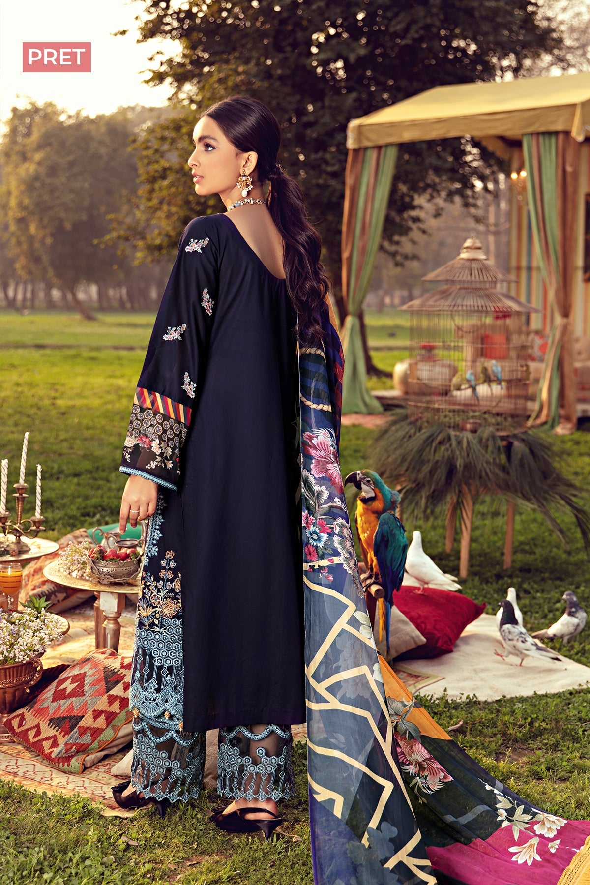 2794-FLEUR-DE-LIS EMBROIDERED LAWN STITCHED
