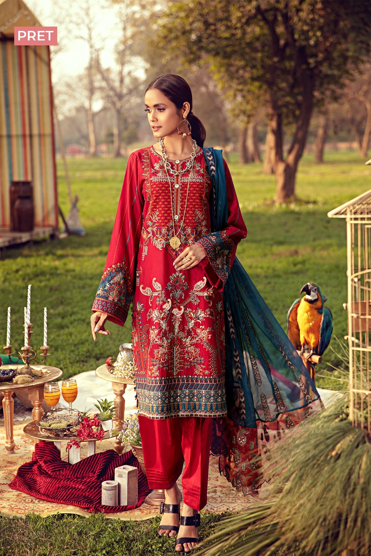 2800-RUBY EMBROIDERED LAWN STITCHED