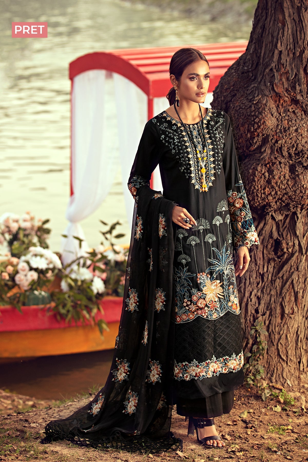 2804-TROPICAL-RAVEN EMBROIDERED LAWN STITCHED