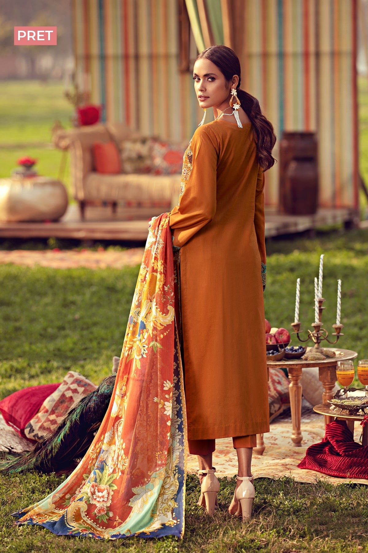 2806-BRONZE EMBROIDERED LAWN STITCHED