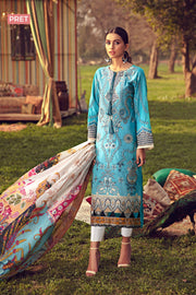 2809-OCEAN-BLUE EMBROIDERED LAWN STITCHED