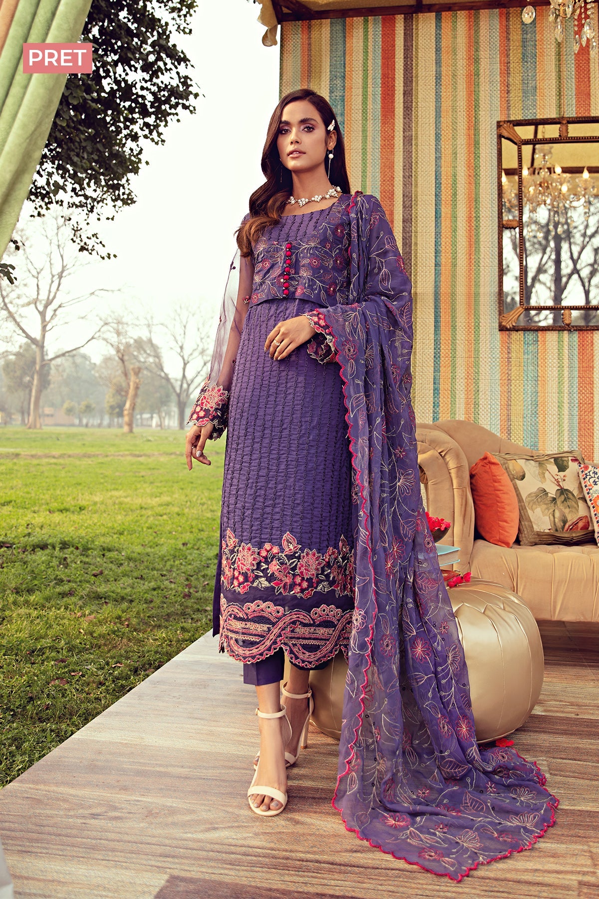 2810-HAZE EMBROIDERED LAWN STITCHED