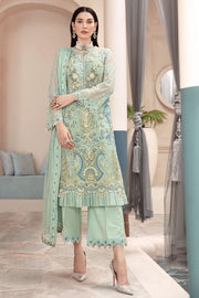 2574-BERYL-GREEN EMBROIDERED BEMBERG CHIFFON UNSTITCHED