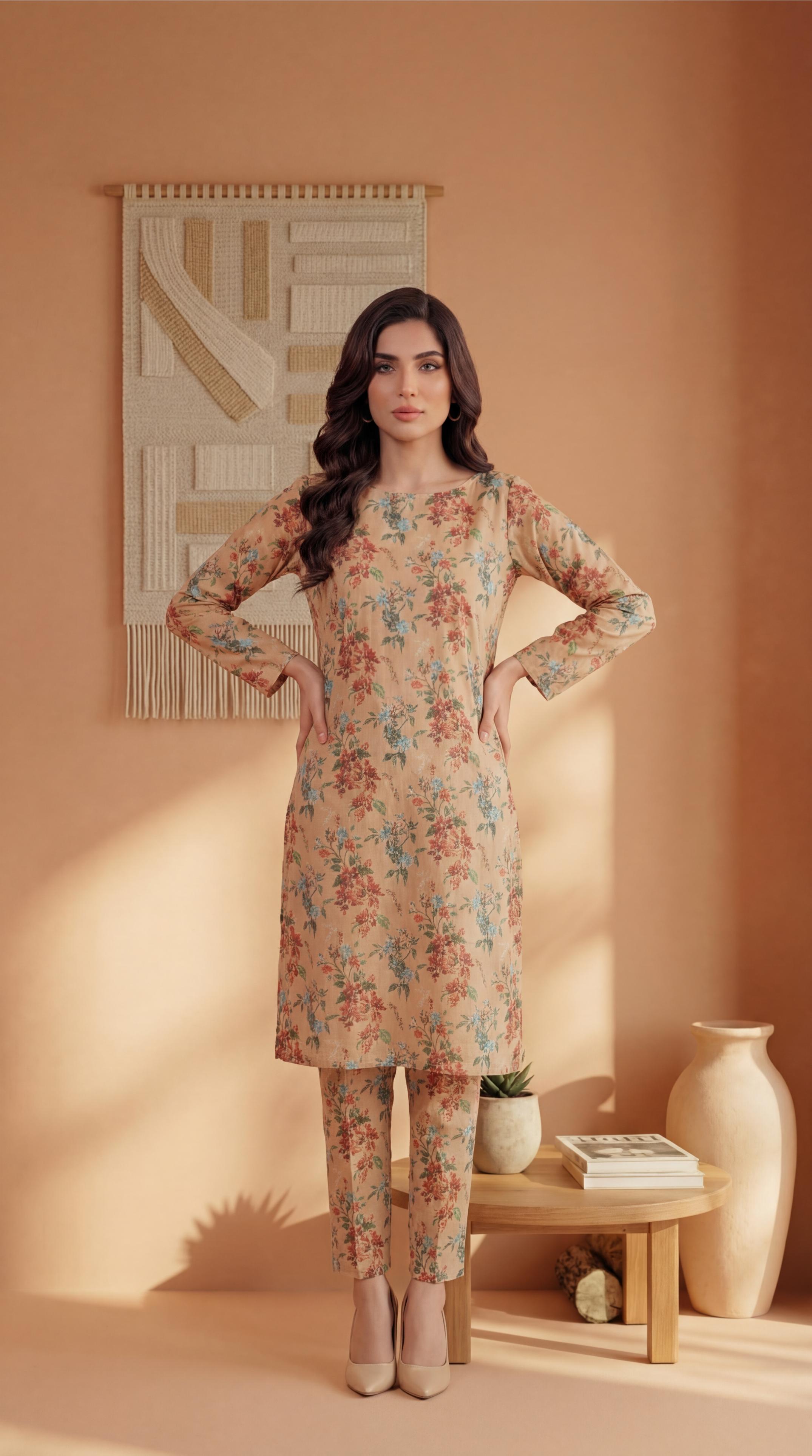 ZAR015-DIGITAL PRINTED COTTON LAWN  2 PIECE
