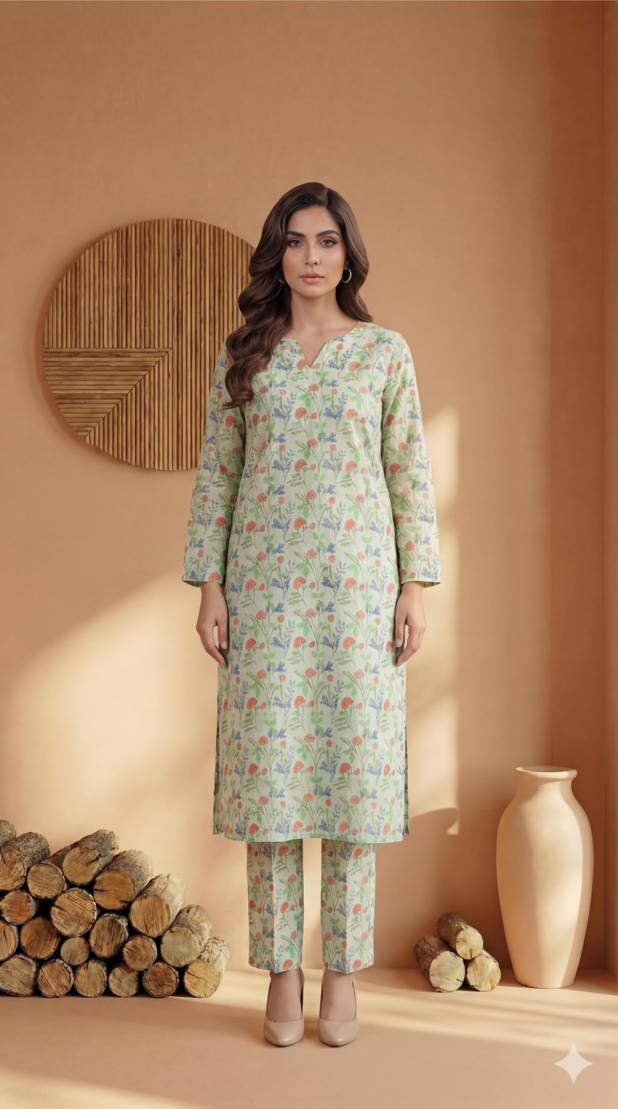ZAR012-DIGITAL PRINTED COTTON LAWN  2 PIECE