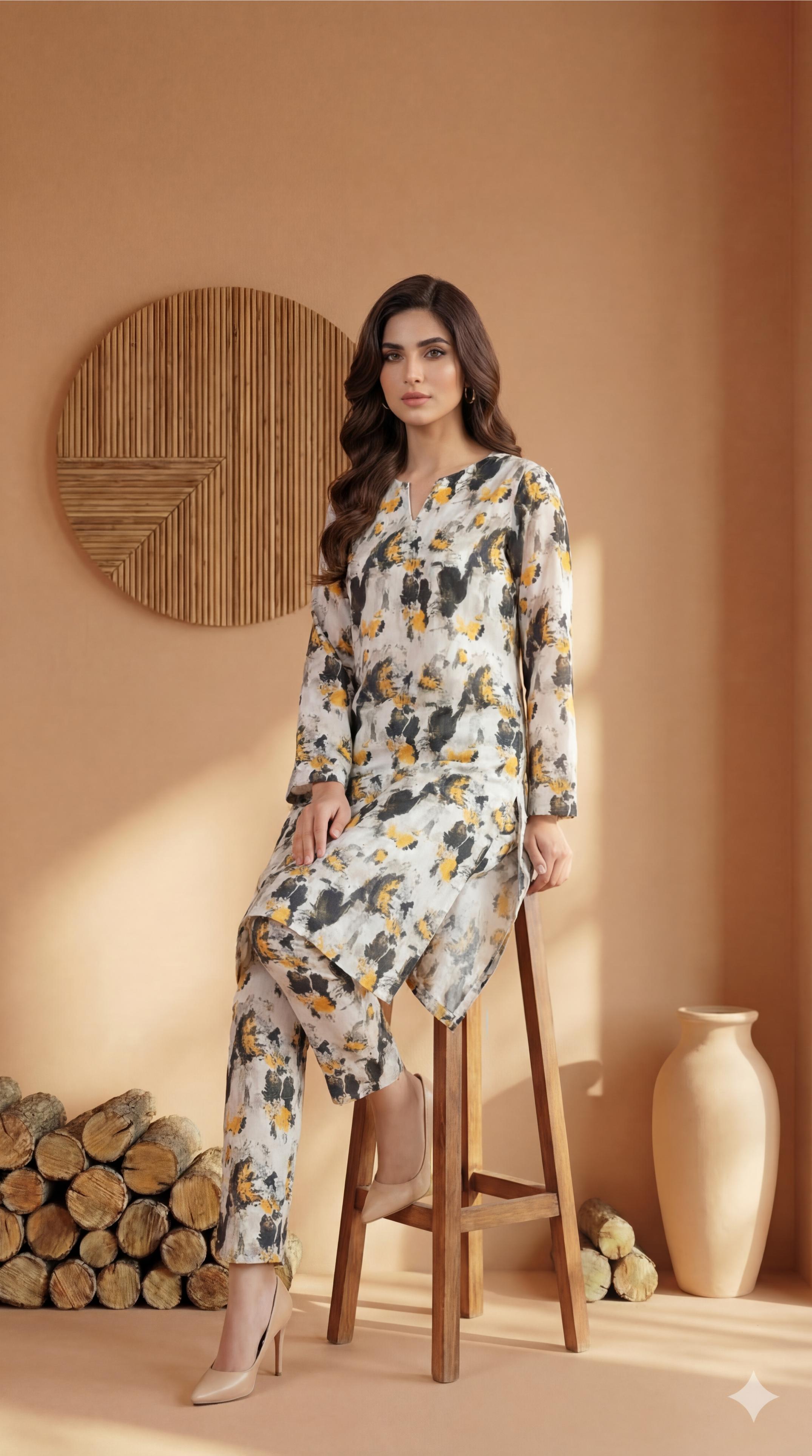 ZAR008-DIGITAL PRINTED COTTON LAWN  2 PIECE