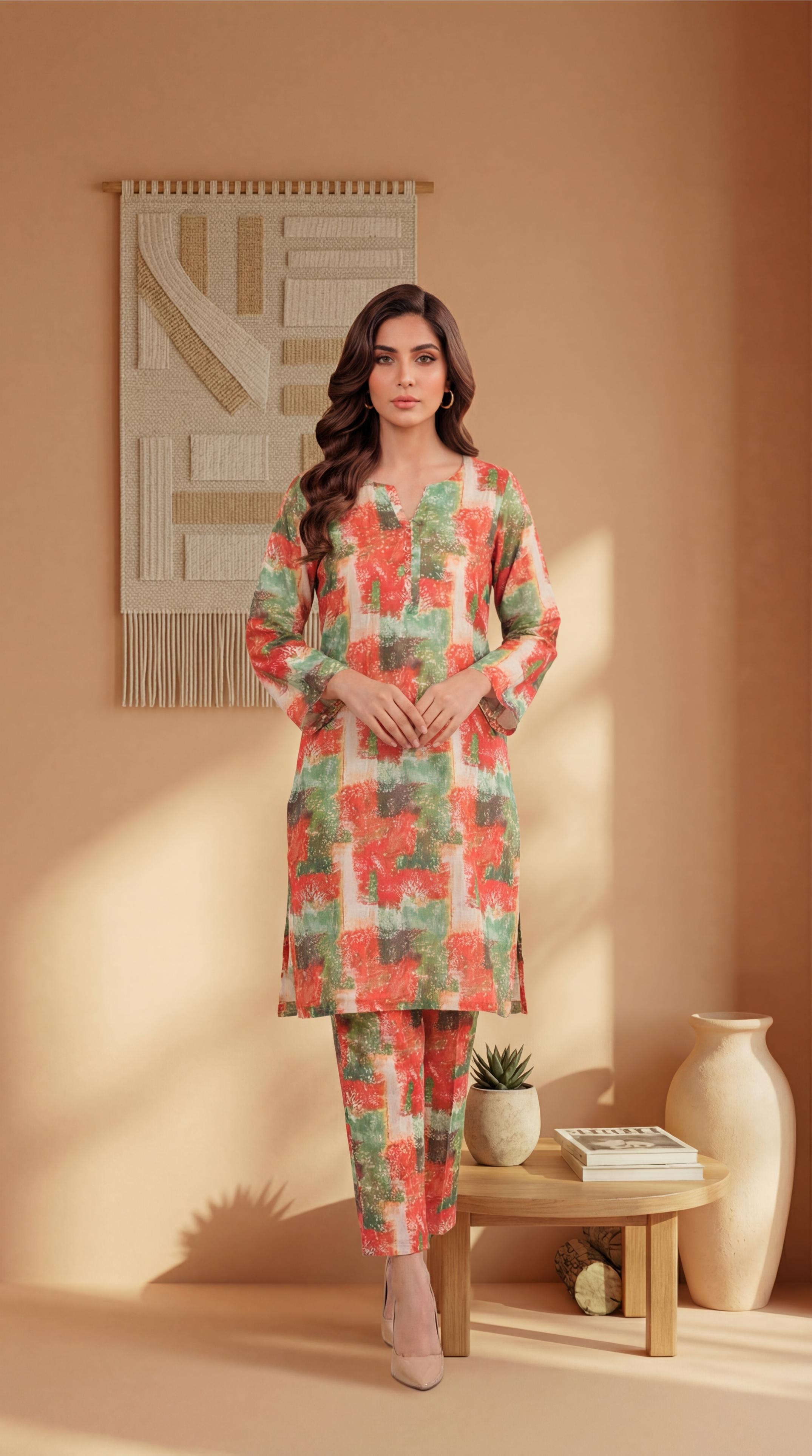 ZAR003-DIGITAL PRINTED COTTON LAWN  2 PIECE