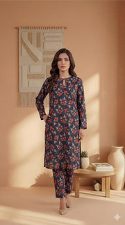 ZAR030-DIGITAL PRINTED COTTON LAWN  2 PIECE