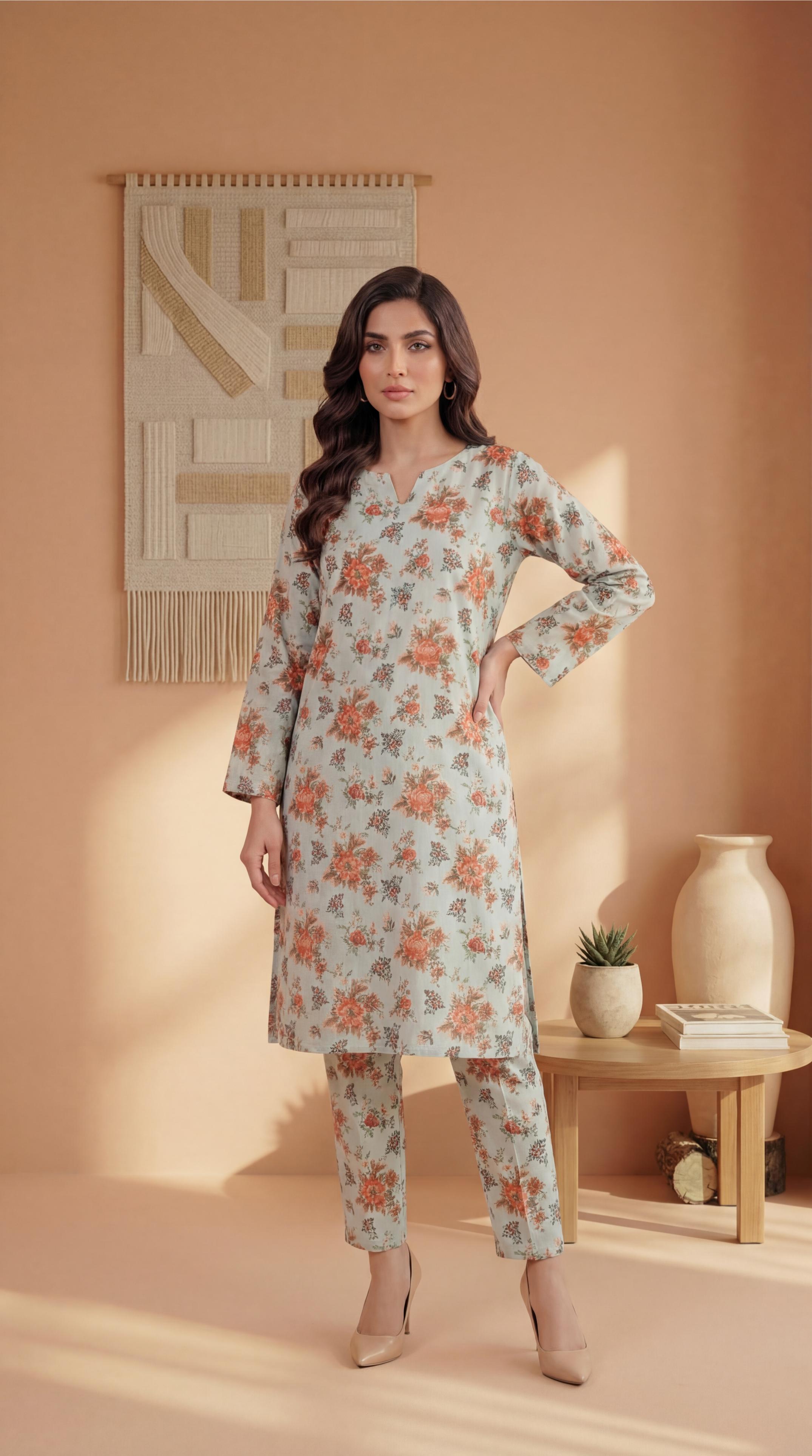 ZAR029-DIGITAL PRINTED COTTON LAWN  2 PIECE