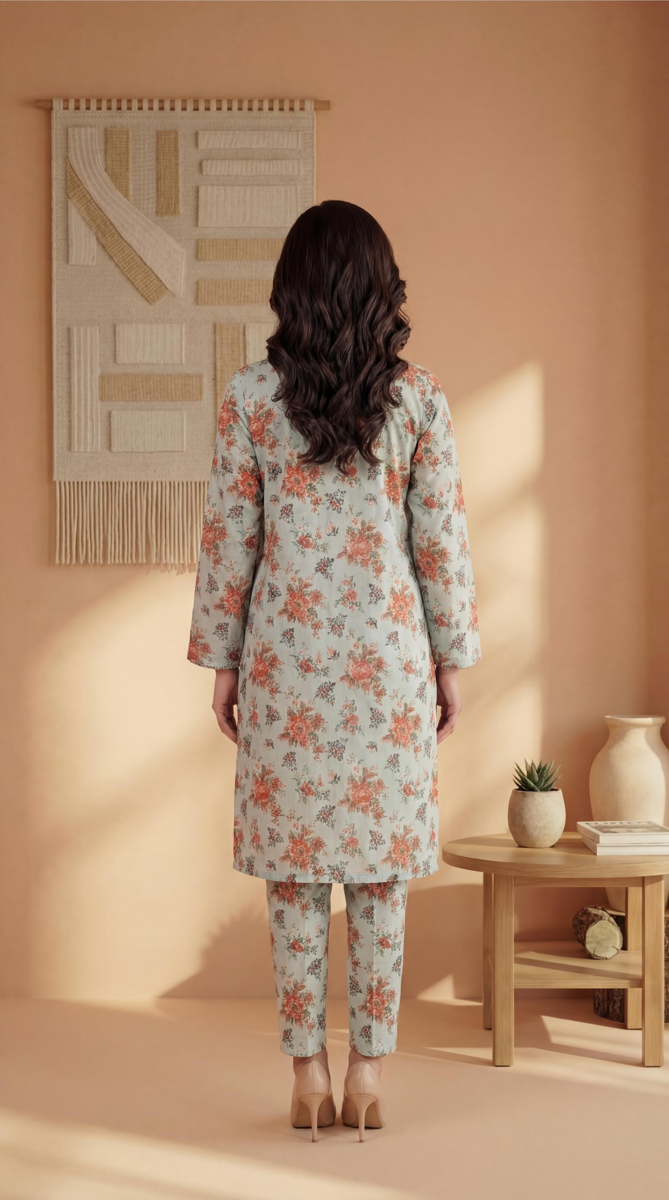 ZAR029-DIGITAL PRINTED COTTON LAWN  2 PIECE
