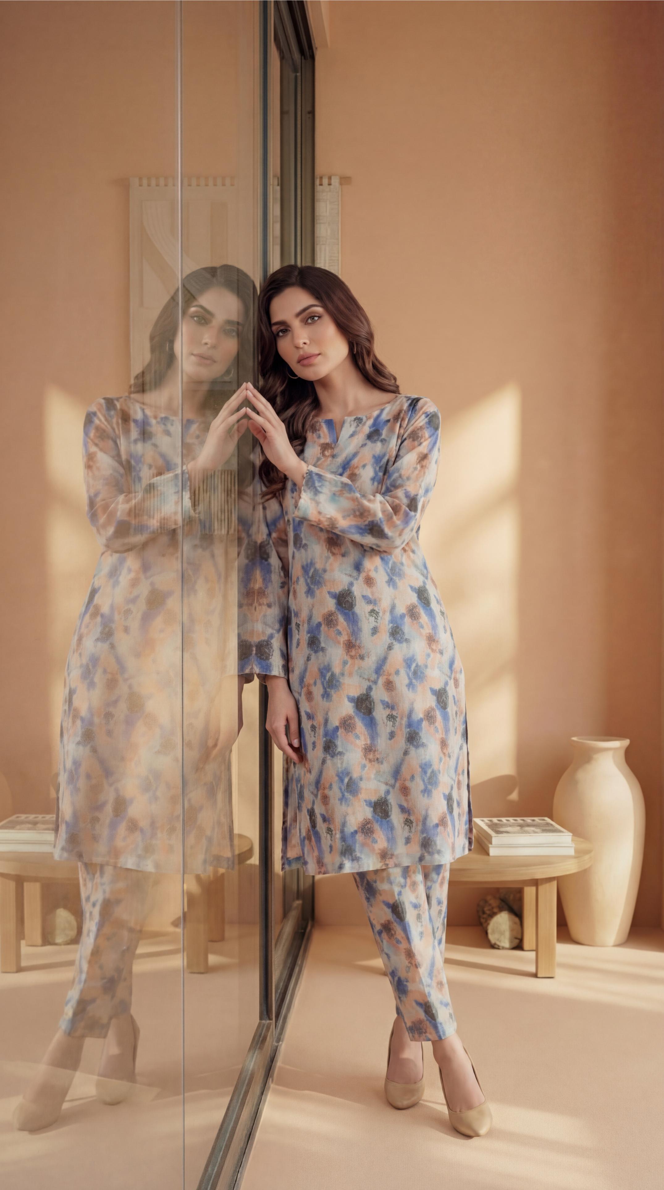 ZAR020-DIGITAL PRINTED COTTON LAWN  2 PIECE