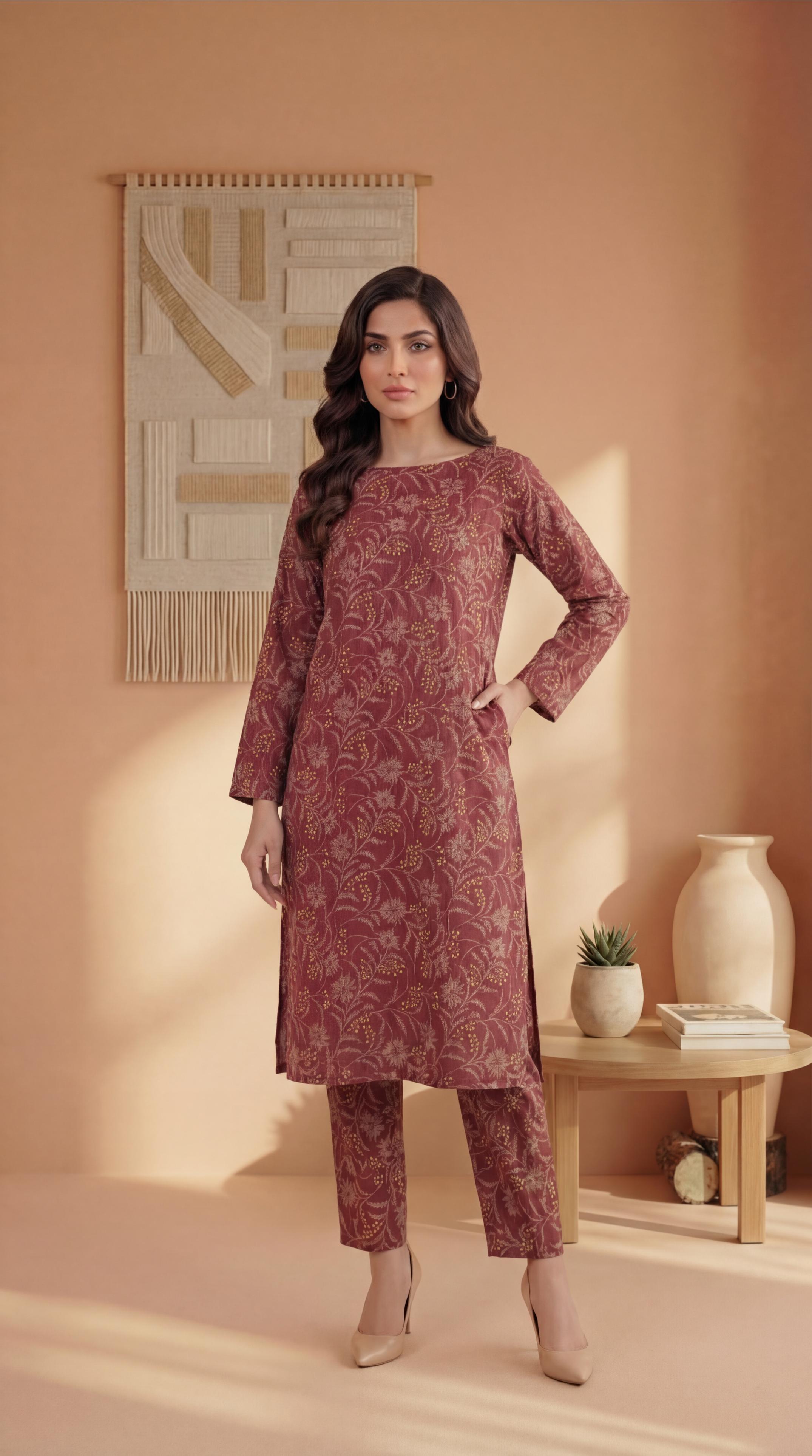 ZAR028-DIGITAL PRINTED COTTON LAWN  2 PIECE