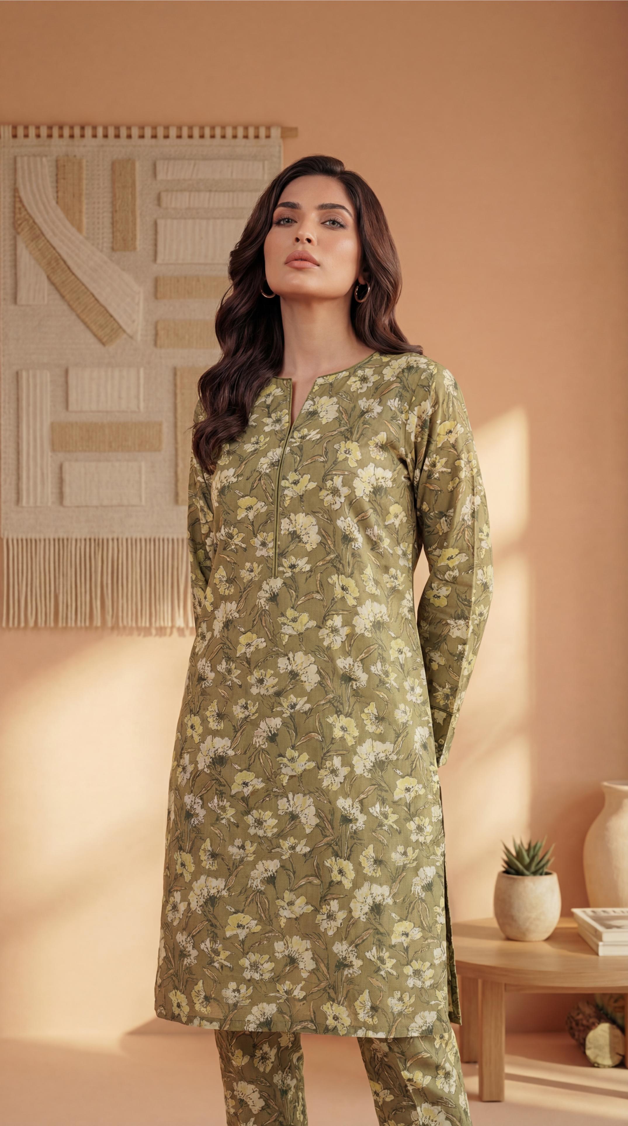 ZAR025-DIGITAL PRINTED COTTON LAWN  2 PIECE