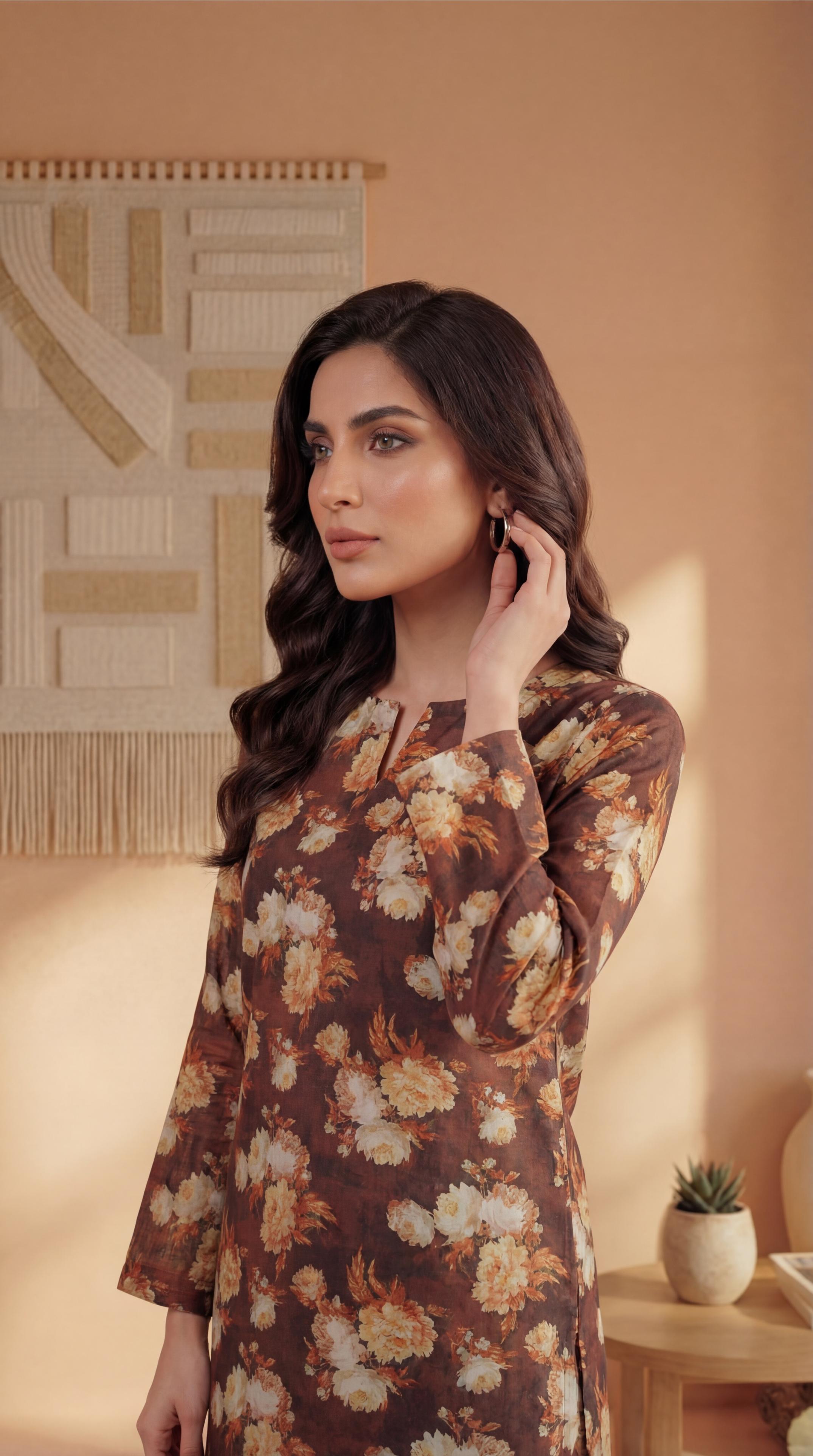 ZAR023-DIGITAL PRINTED COTTON LAWN  2 PIECE