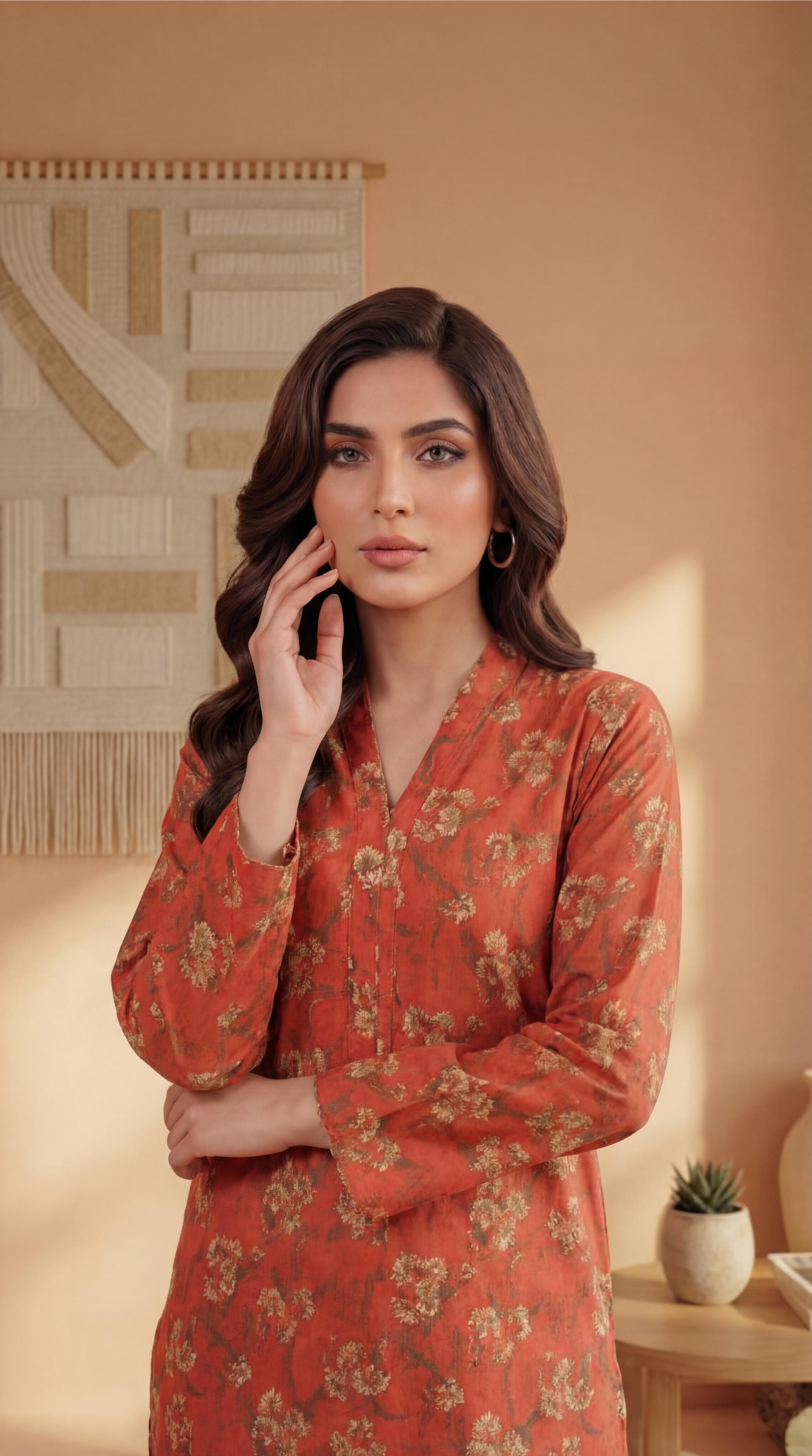 ZAR022-DIGITAL PRINTED COTTON LAWN  2 PIECE