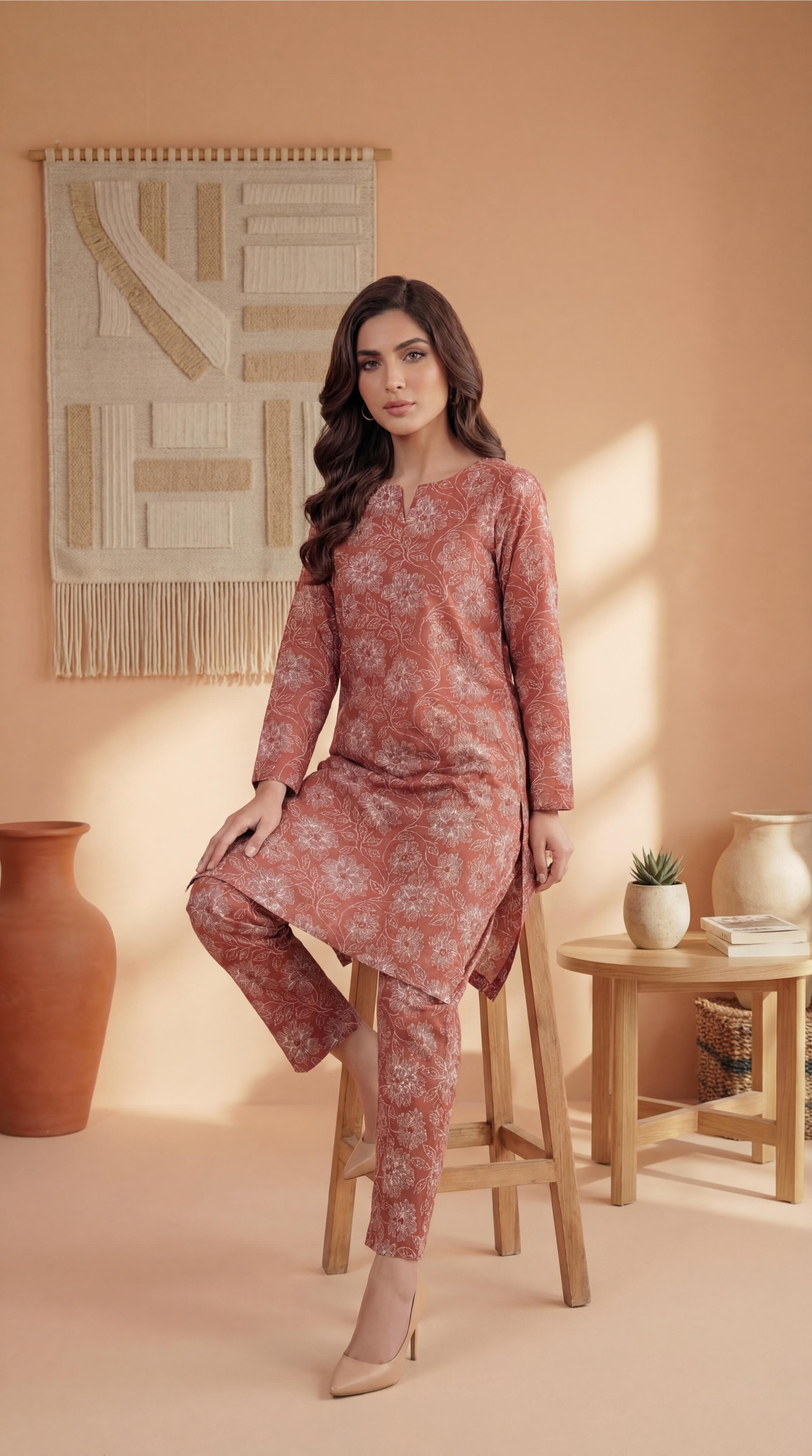 ZAR021-DIGITAL PRINTED COTTON LAWN  2 PIECE