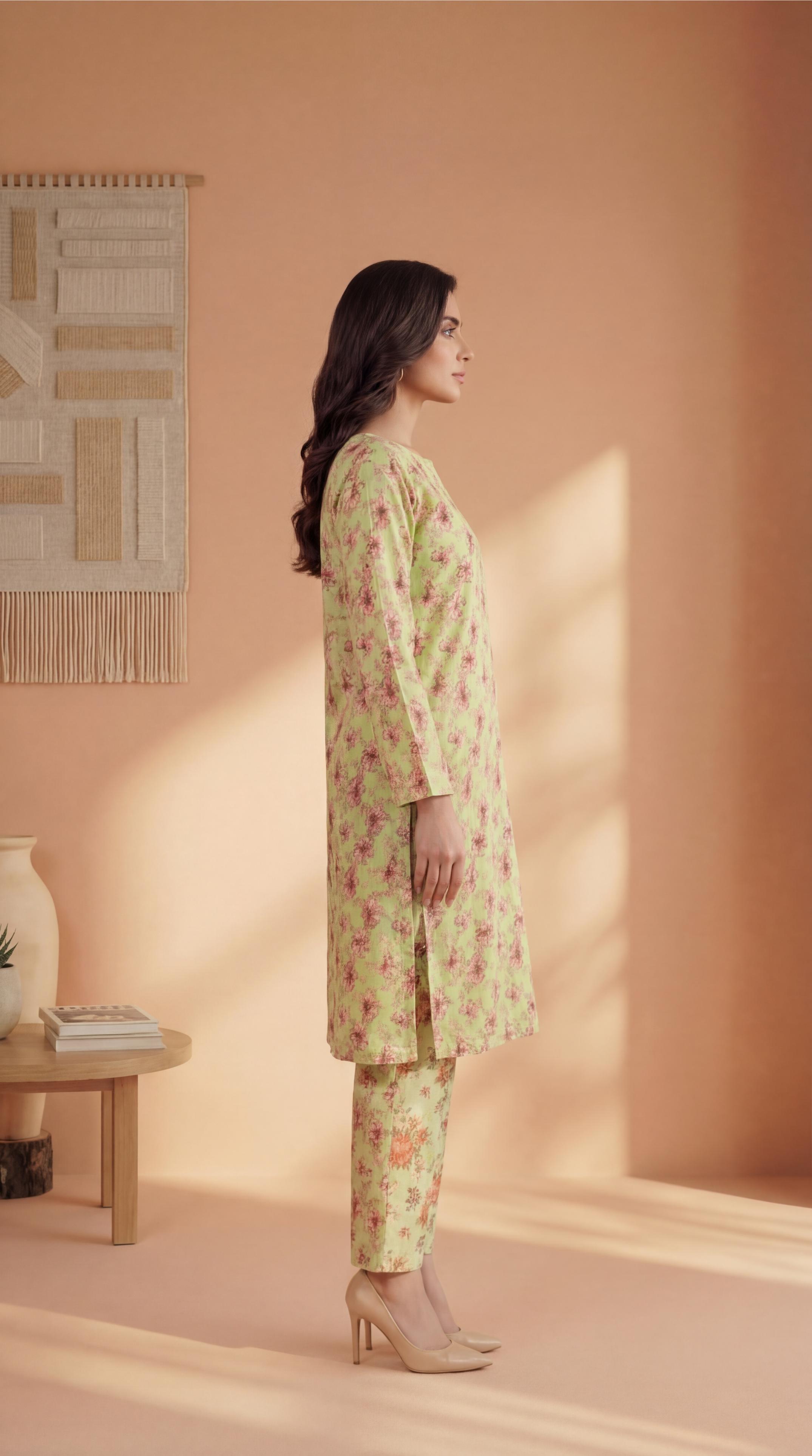 ZAR018-DIGITAL PRINTED COTTON LAWN  2 PIECE