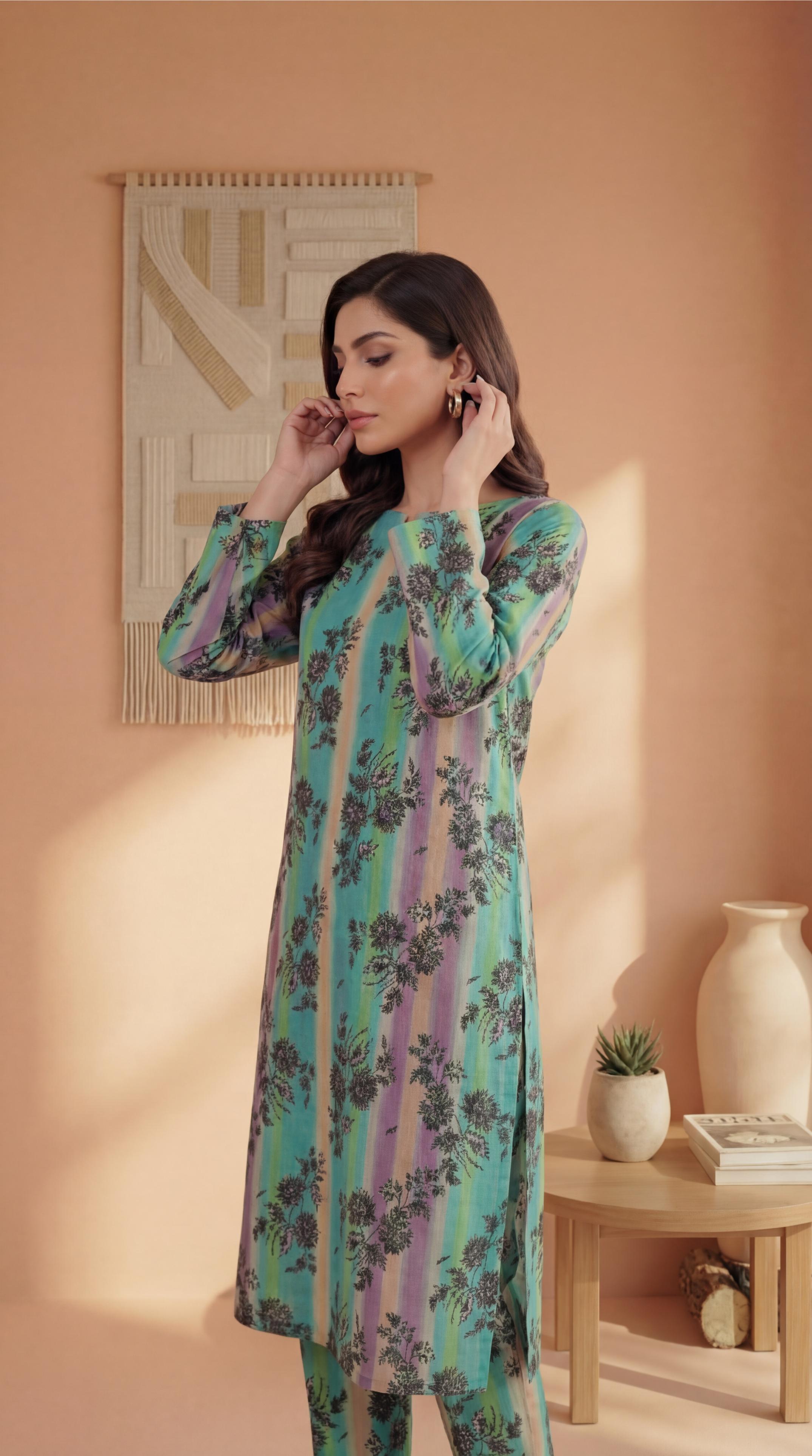 ZAR031-DIGITAL PRINTED COTTON LAWN  2 PIECE