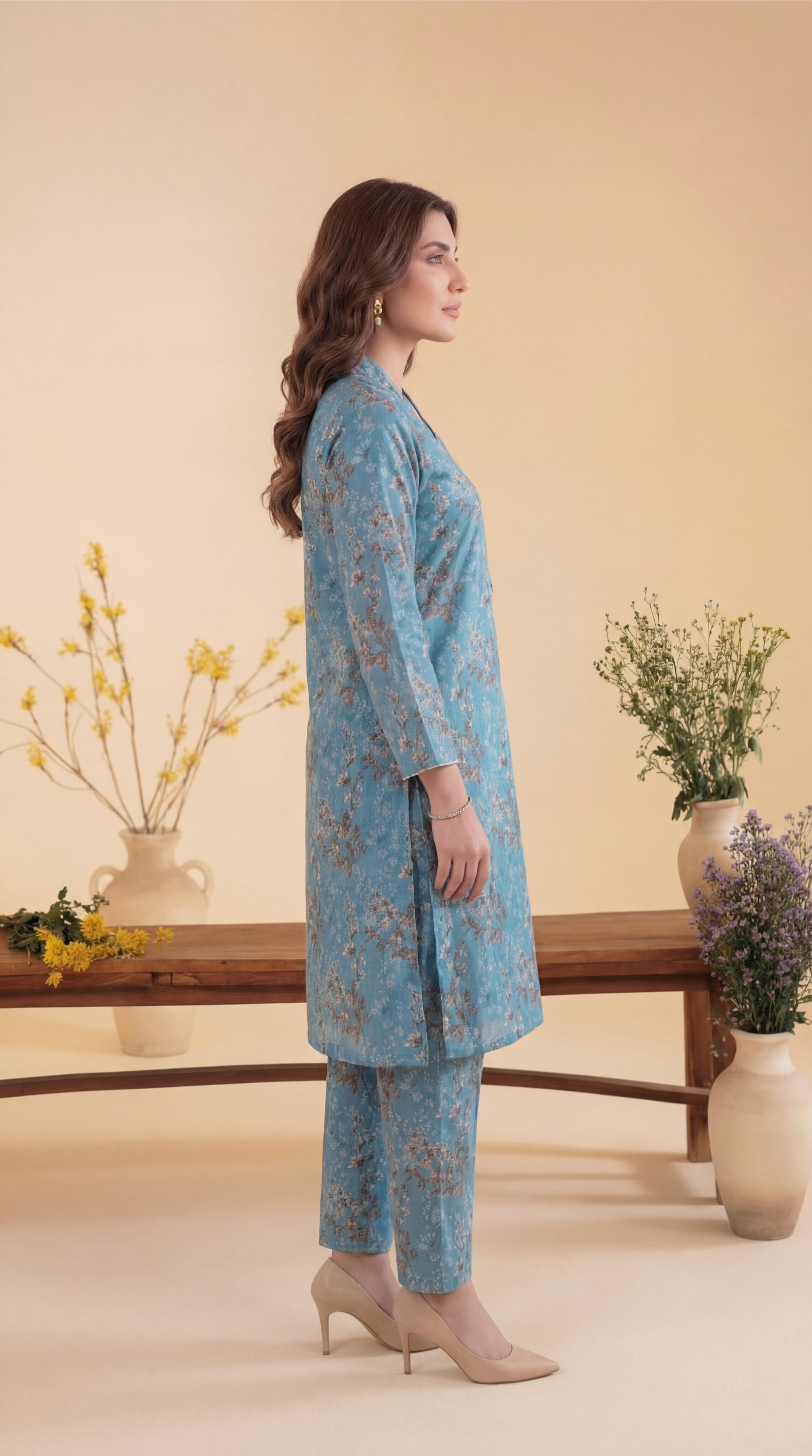 ZAR055-DIGITAL PRINTED COTTON LAWN  2 PIECE