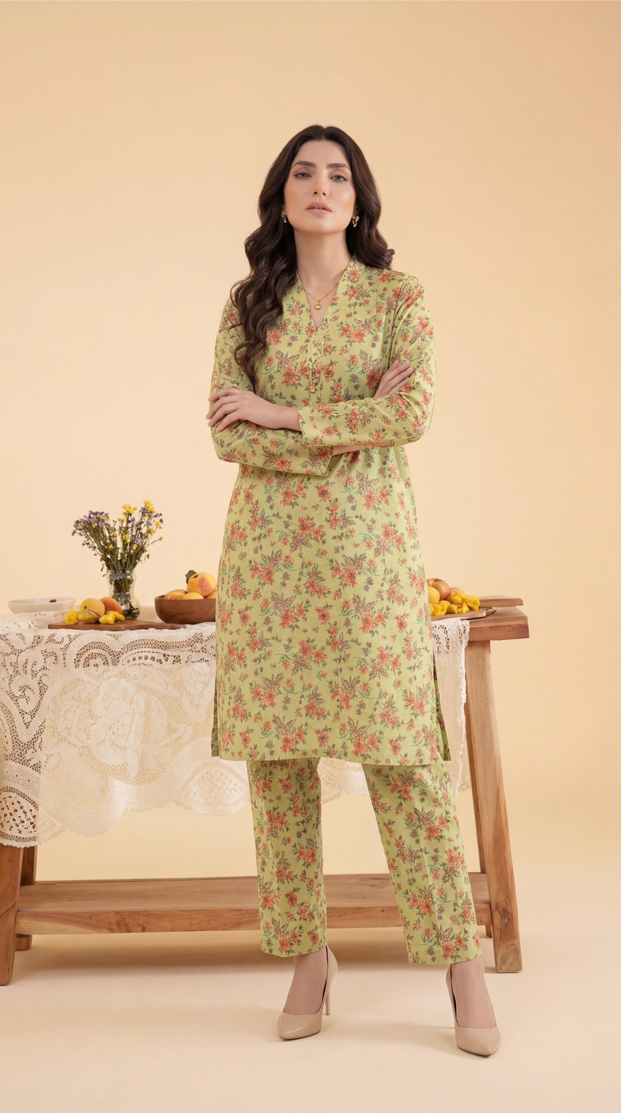 ZAR054-DIGITAL PRINTED COTTON LAWN  2 PIECE