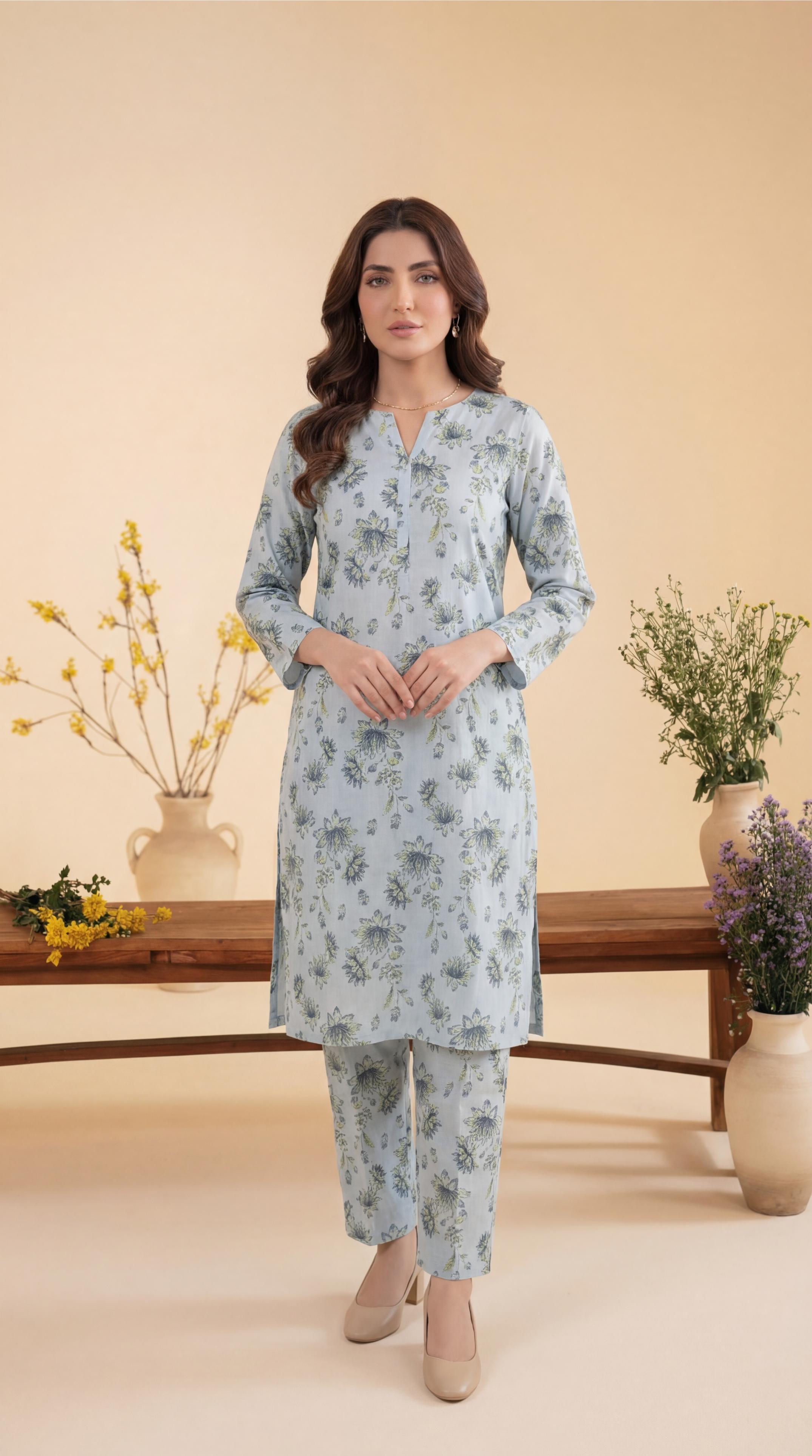 ZAR058-DIGITAL PRINTED COTTON LAWN  2 PIECE