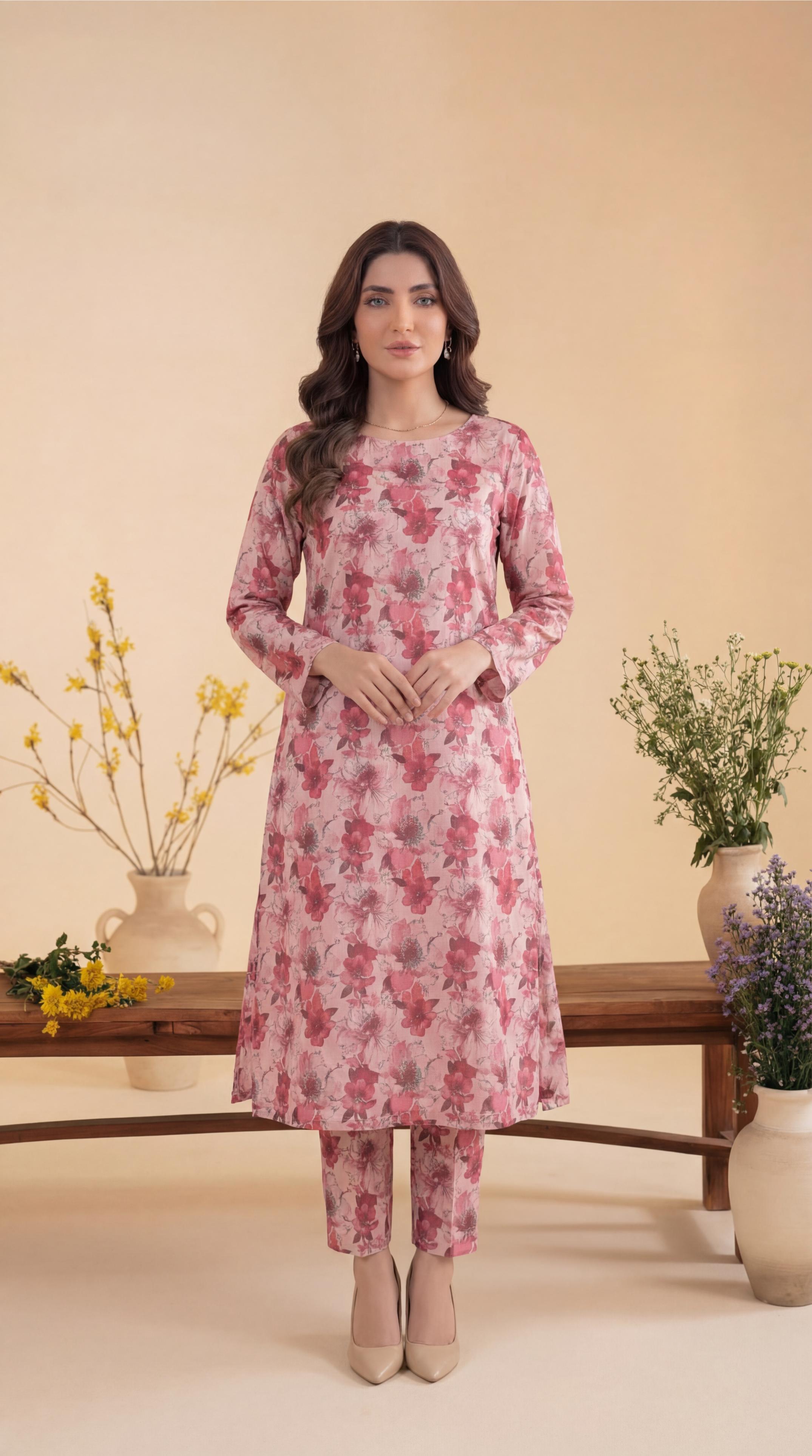 ZAR057-DIGITAL PRINTED COTTON LAWN  2 PIECE