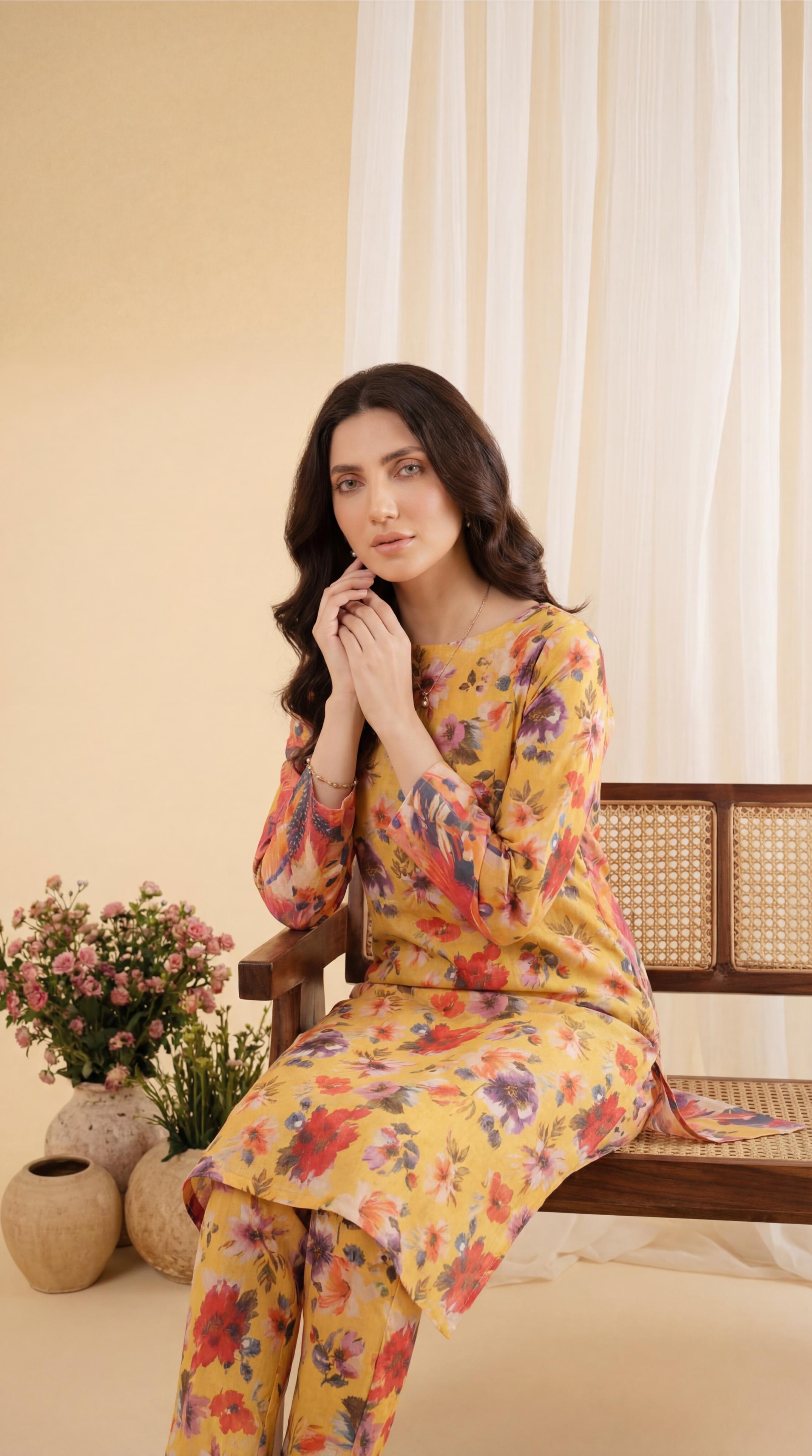 ZAR056-DIGITAL PRINTED COTTON LAWN  2 PIECE