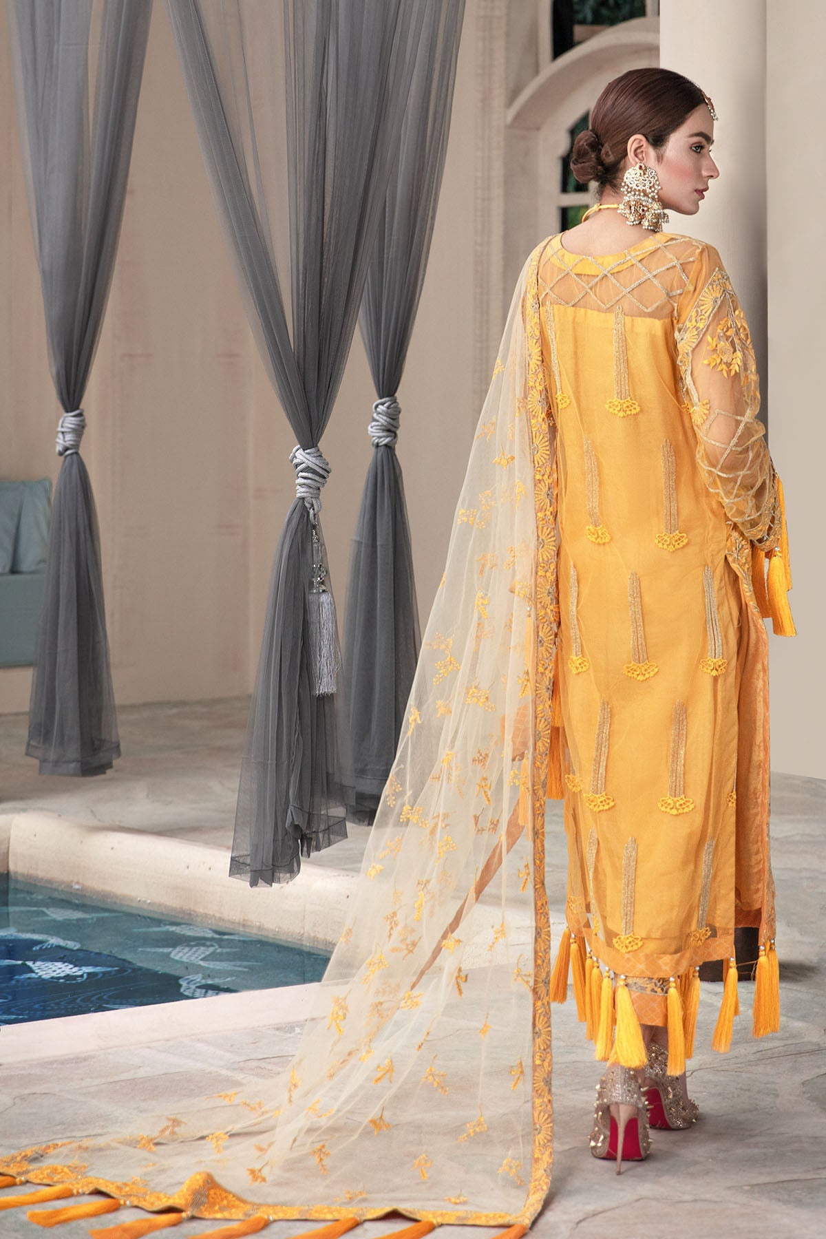 2582-SWEET-CORN EMBROIDERED SILK NET UNSTITCHED