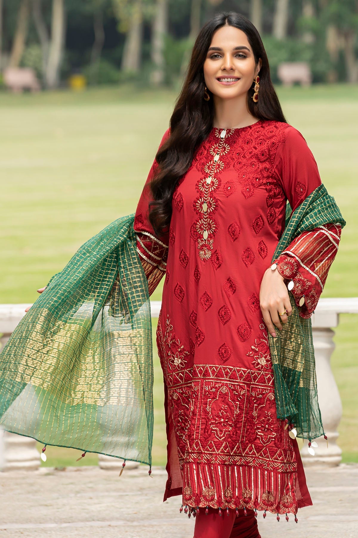 2588-GARNET EMBROIDERED LAWN UNSTITCHED